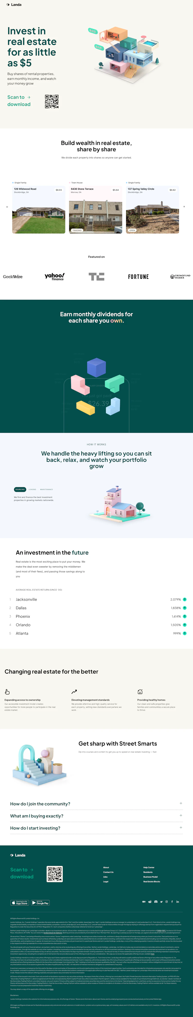 Landa Landing Page screenshot