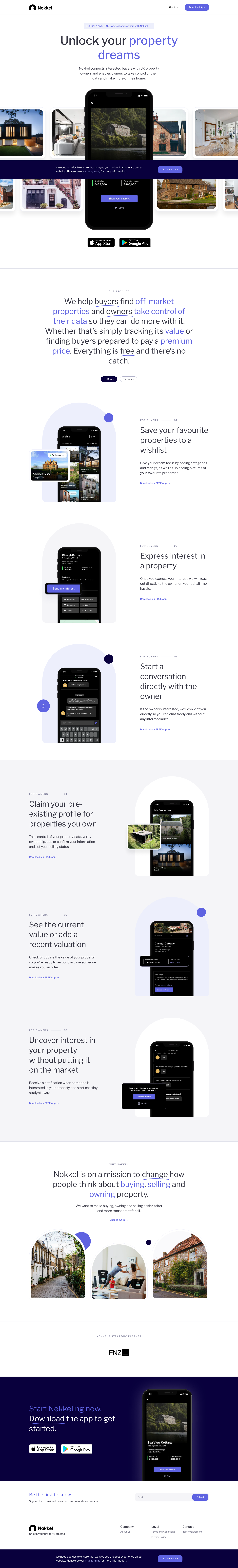Nokkel Landing Page screenshot