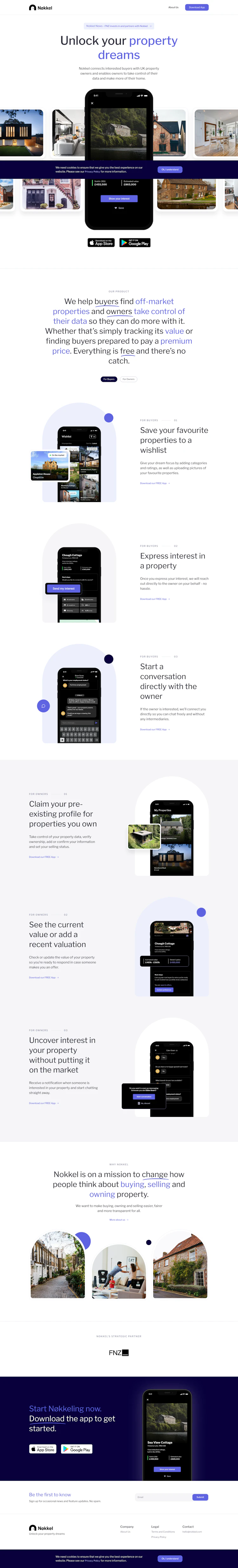 Nokkel Landing Page screenshot