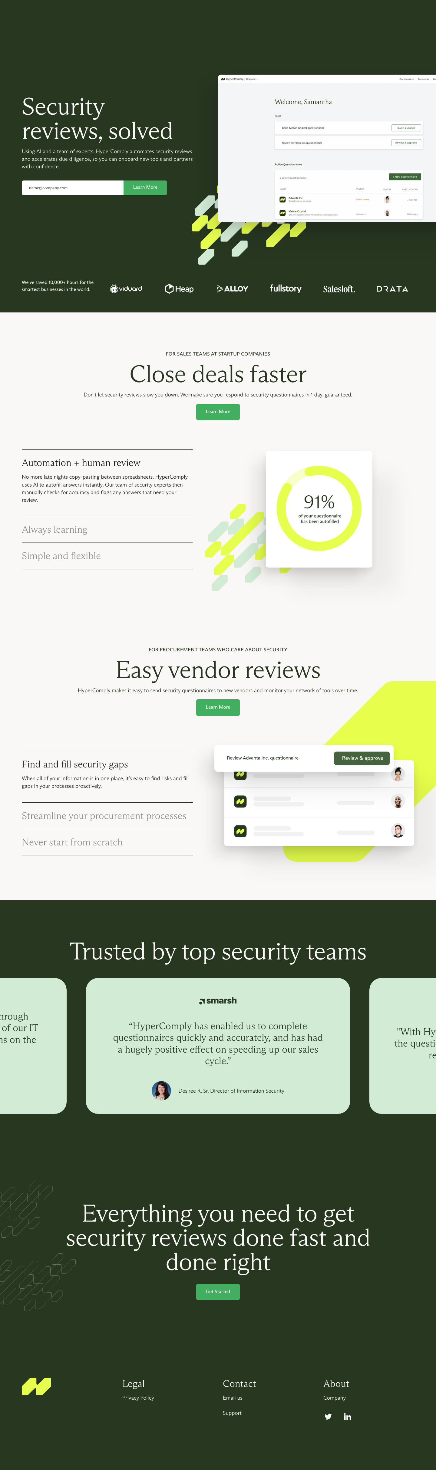 Hypercomply Landing Page screenshot