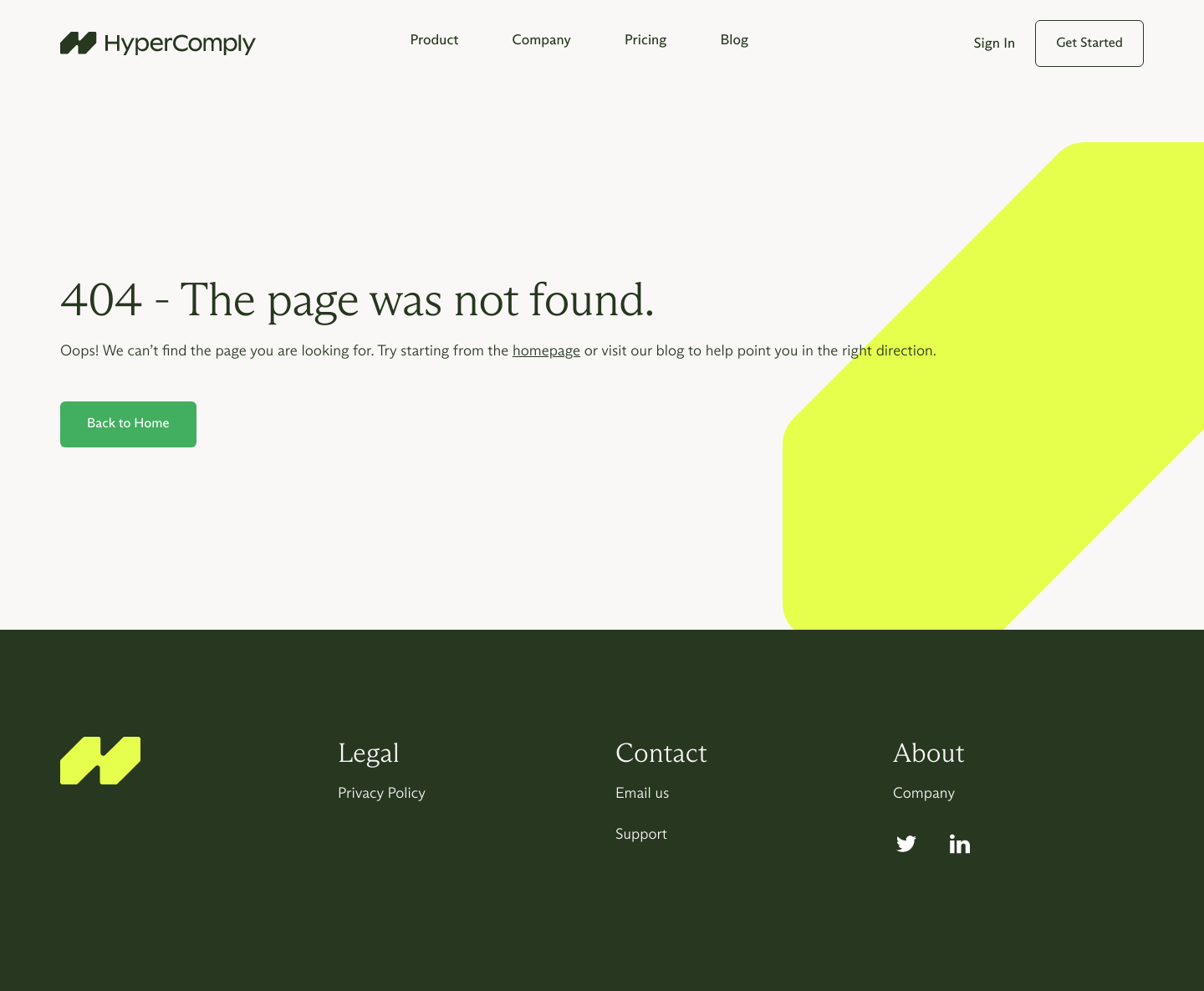 Hypercomply 404 screenshot