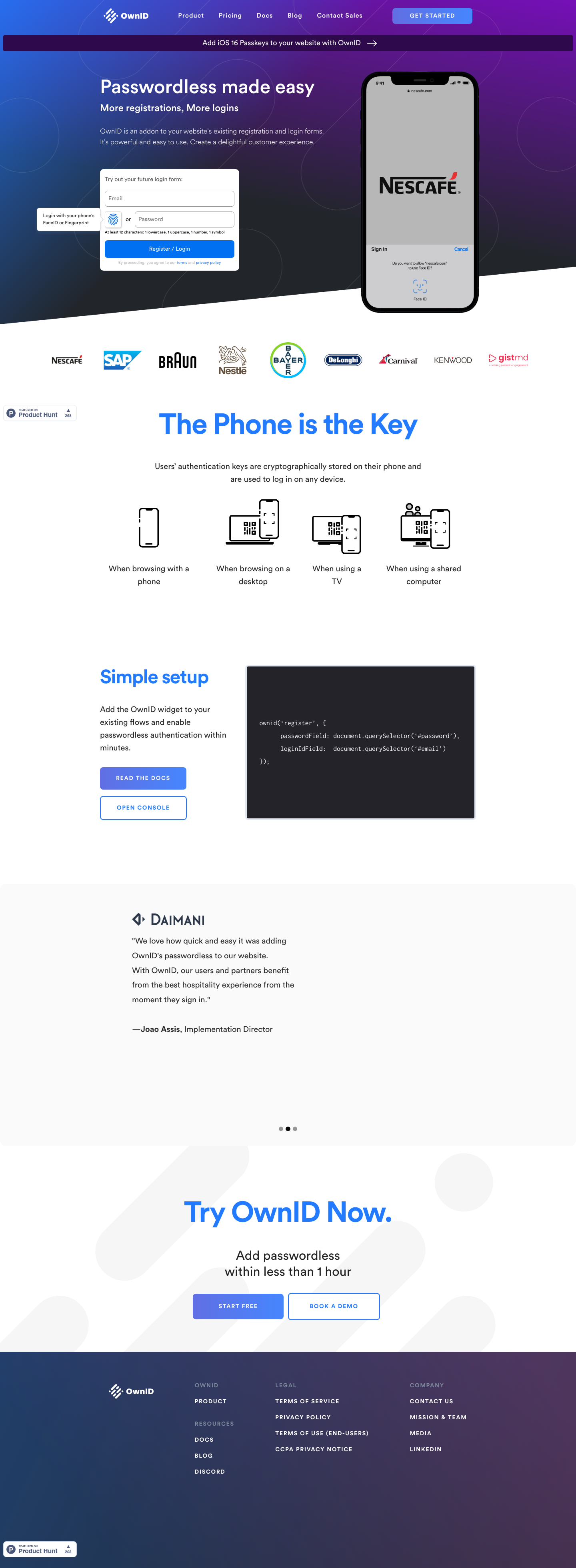 Ownid Landing Page screenshot