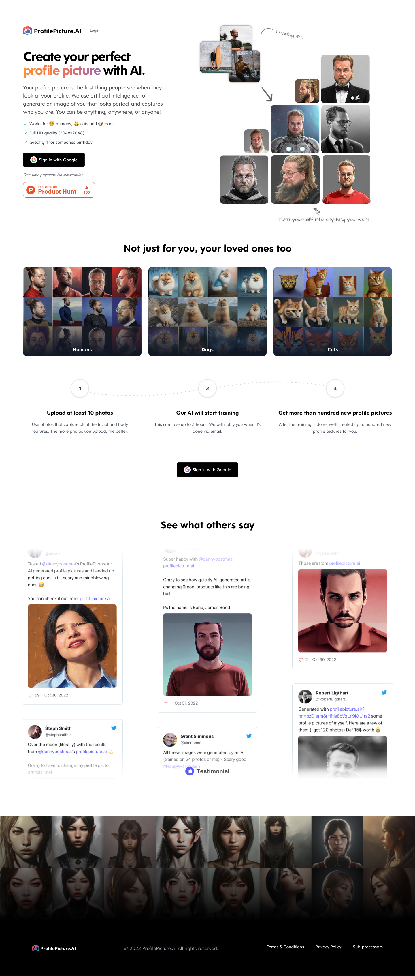 Profile Picture AI Landing Page screenshot