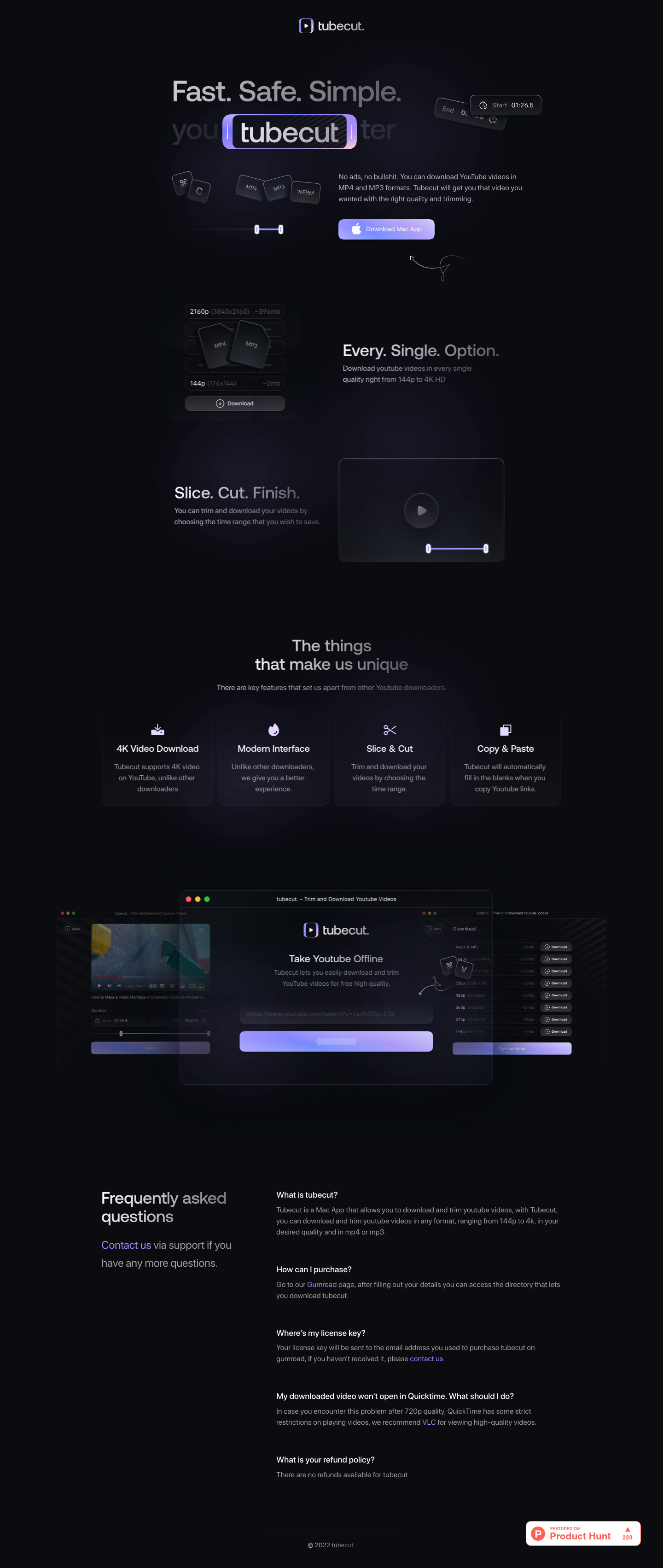 Tubecat Landing Page screenshot