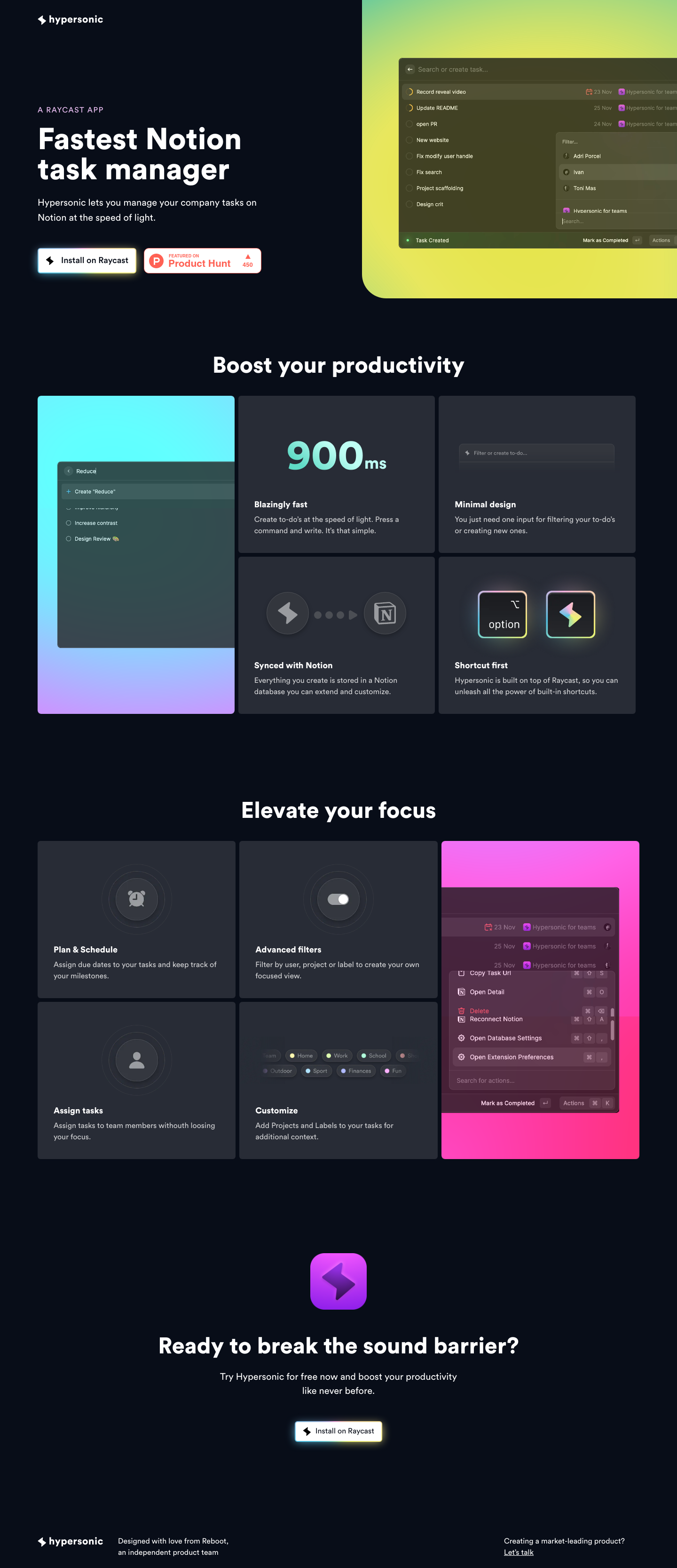 Hypersonic Landing Page screenshot