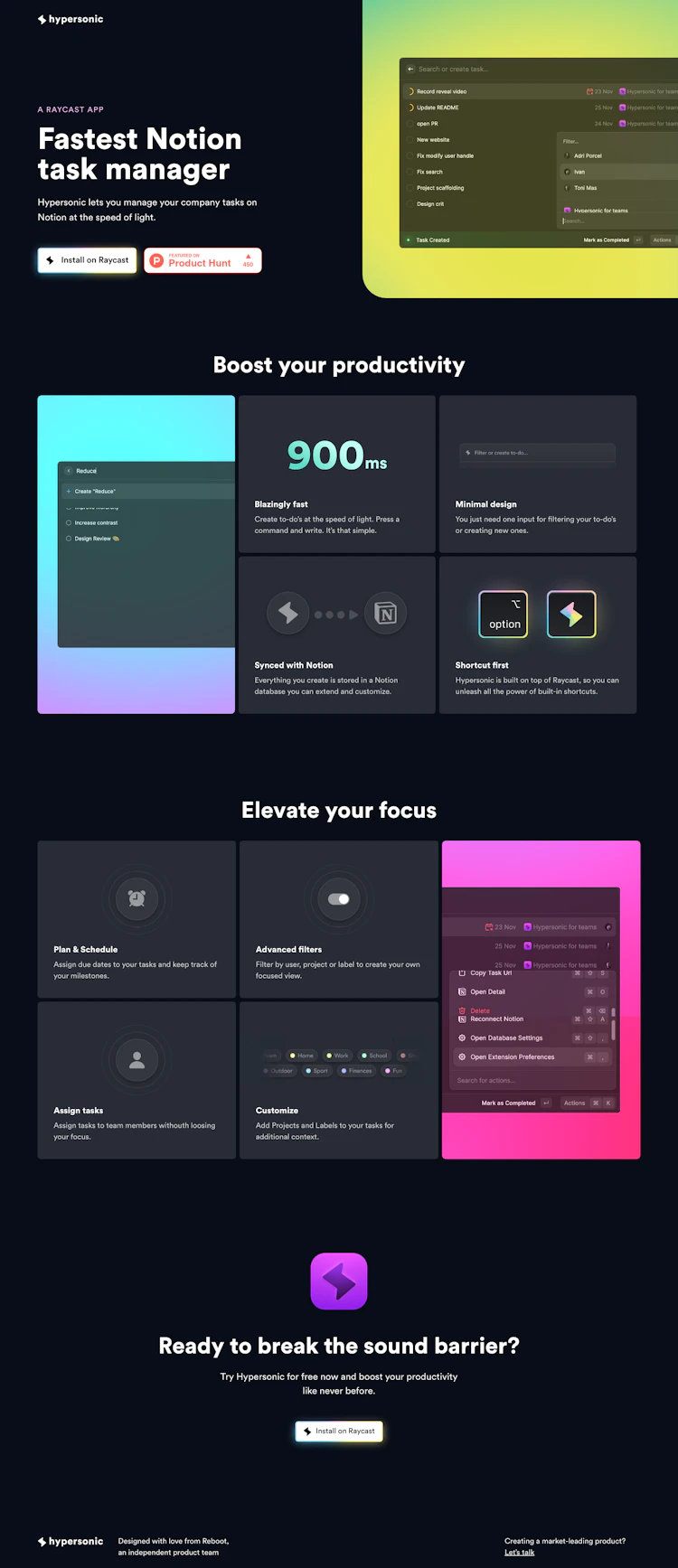 Hypersonic Landing Page screenshot