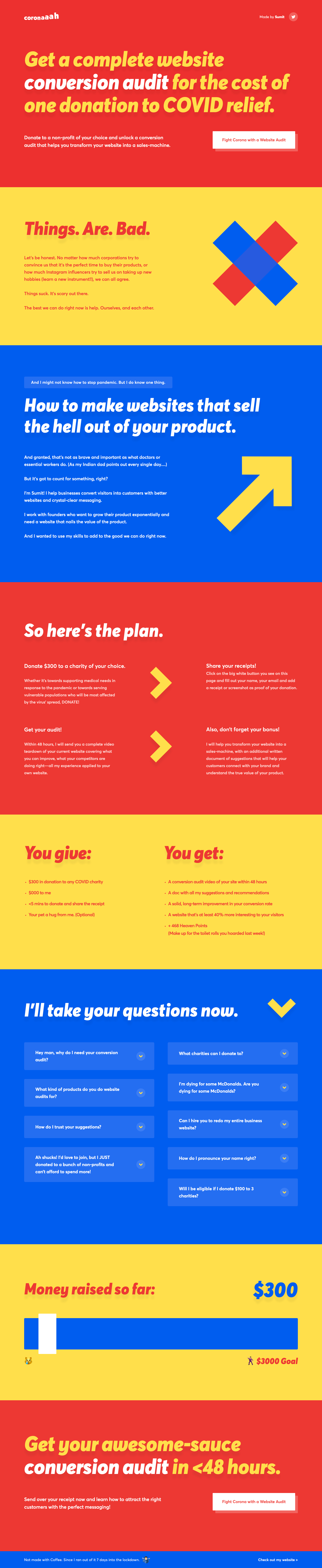 Coronaaah Landing Page screenshot