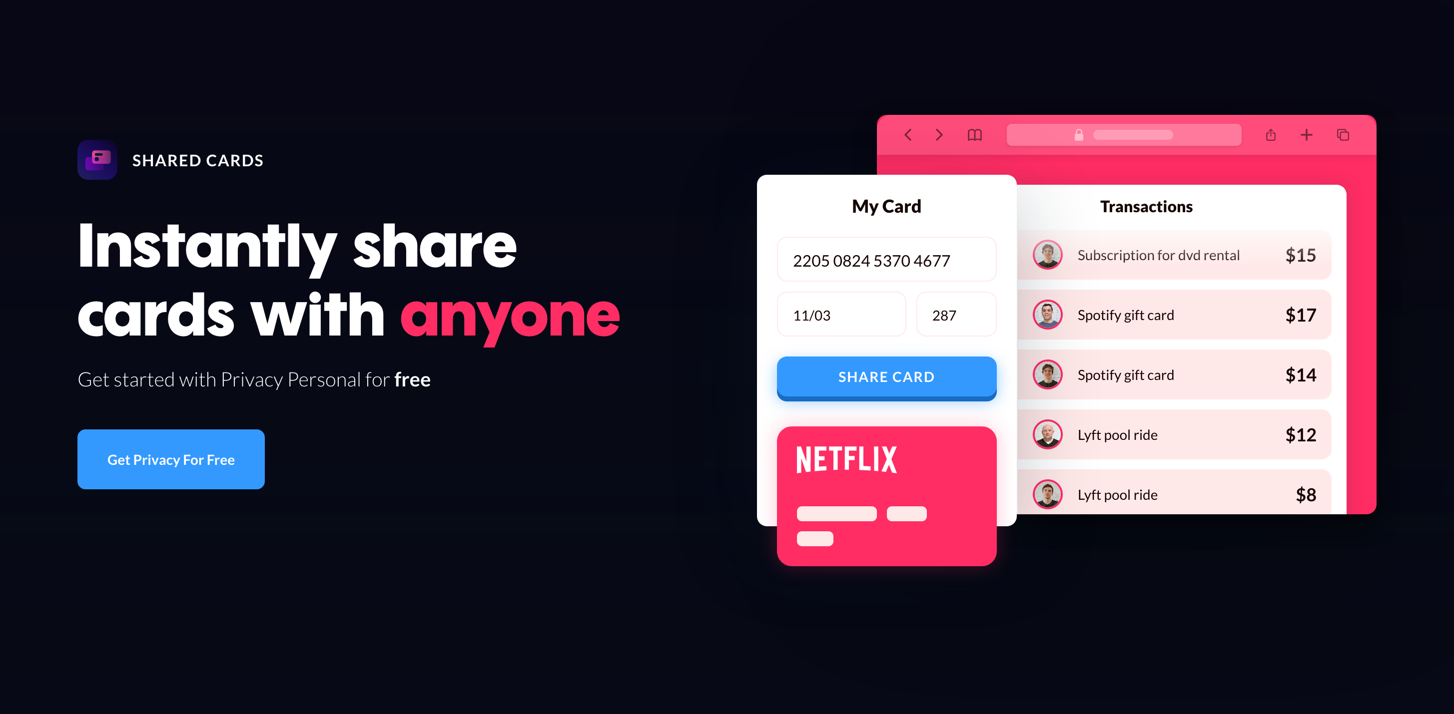 Privacy Hero component screenshot