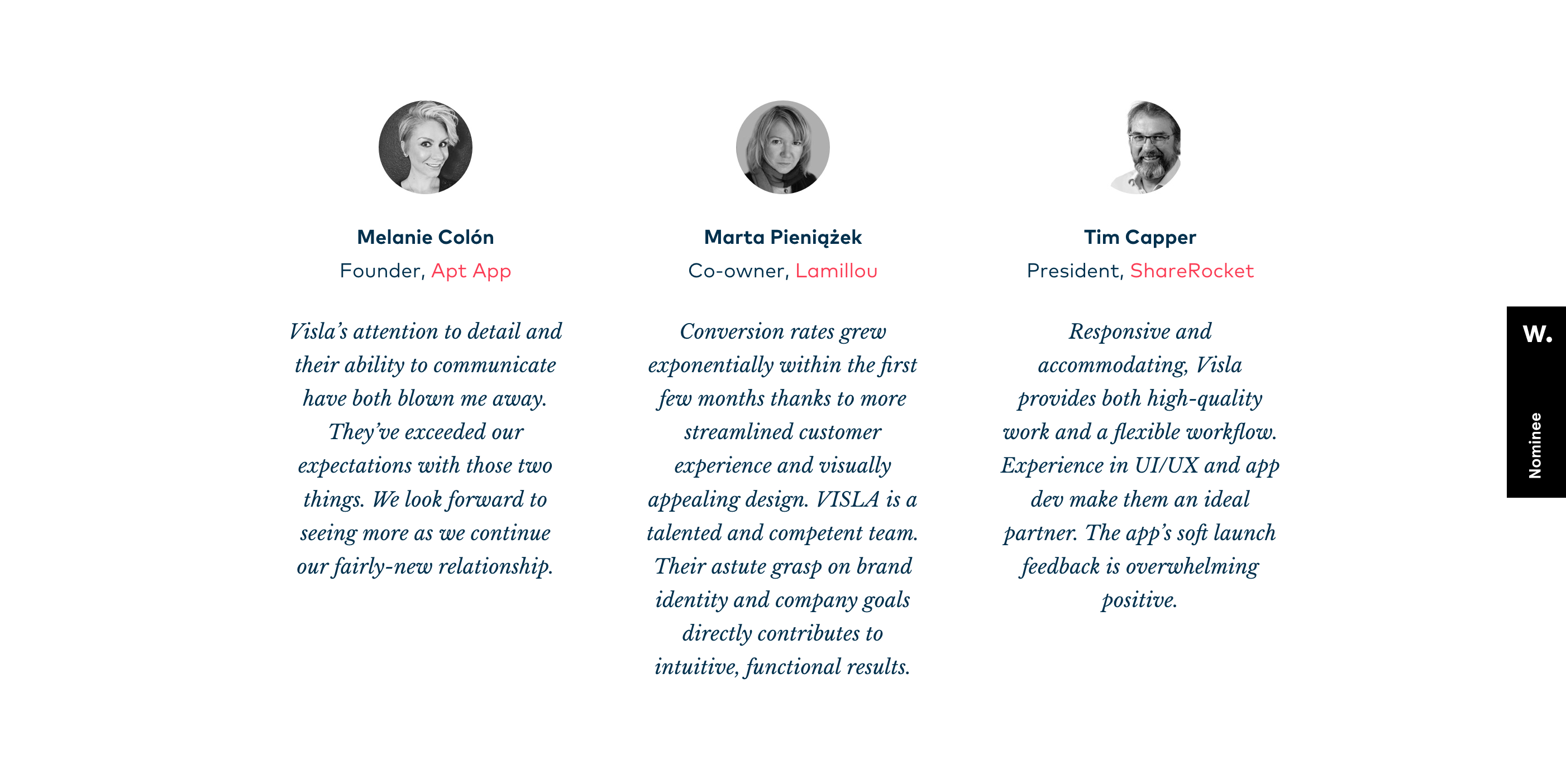Visla Testimonial component screenshot