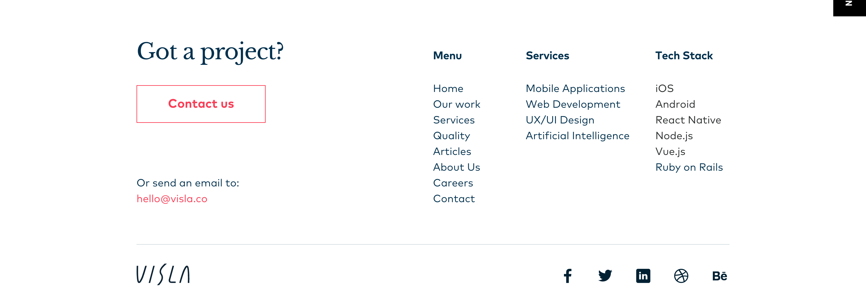 Visla Footer component screenshot