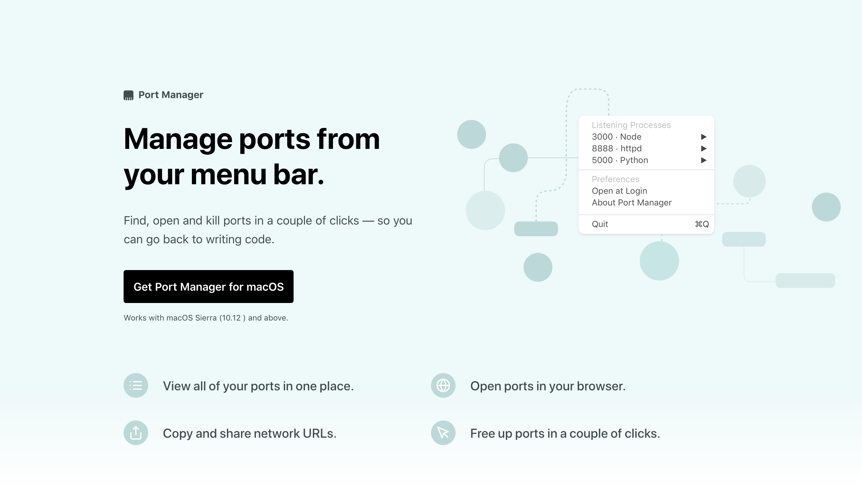 Portmanager Hero component screenshot