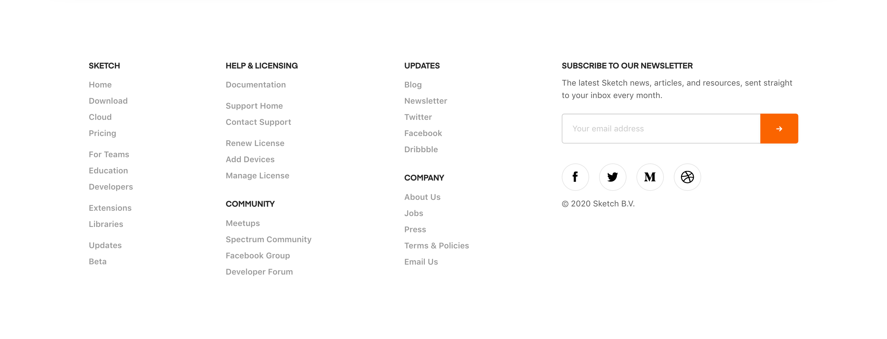 Sketch Footer component screenshot