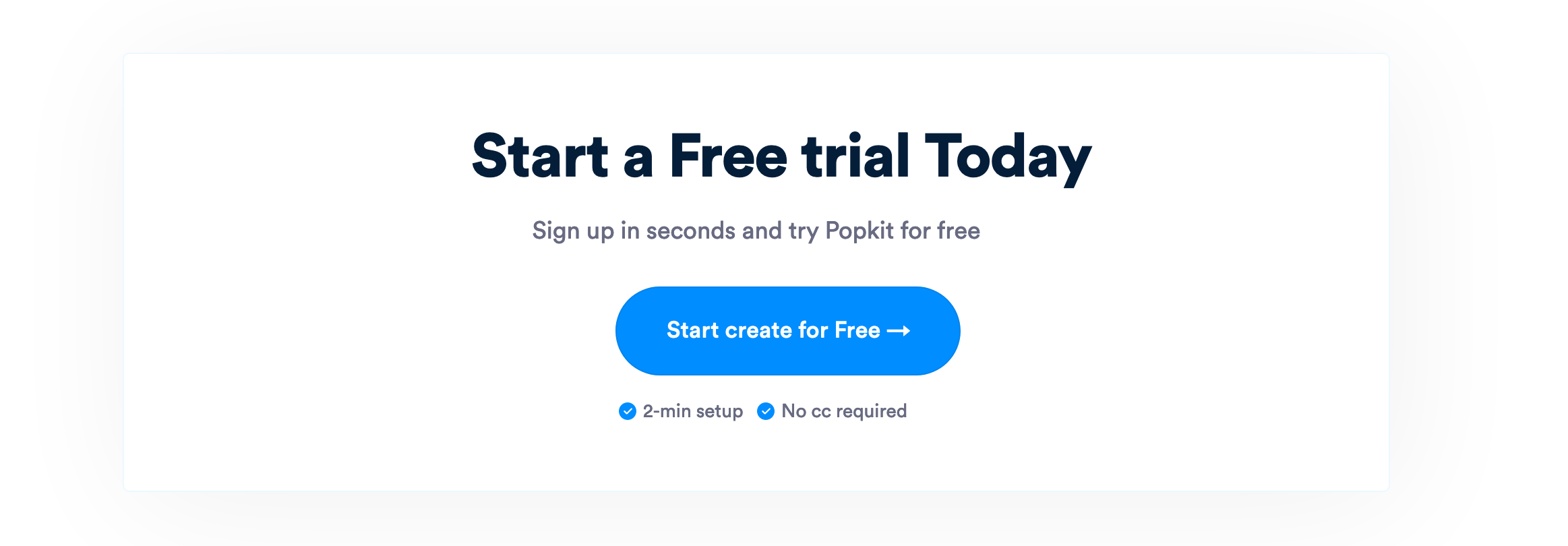 Popkit Call To Action component screenshot