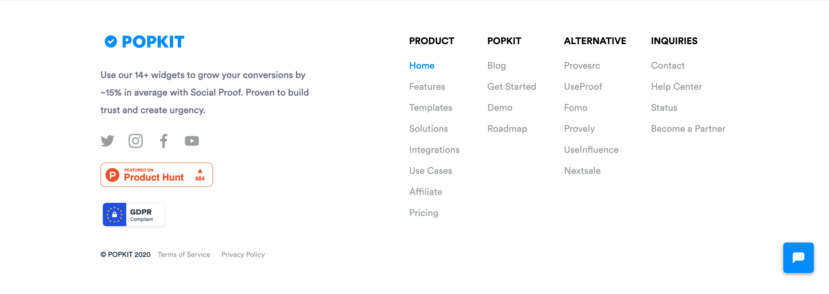 Popkit Footer component screenshot