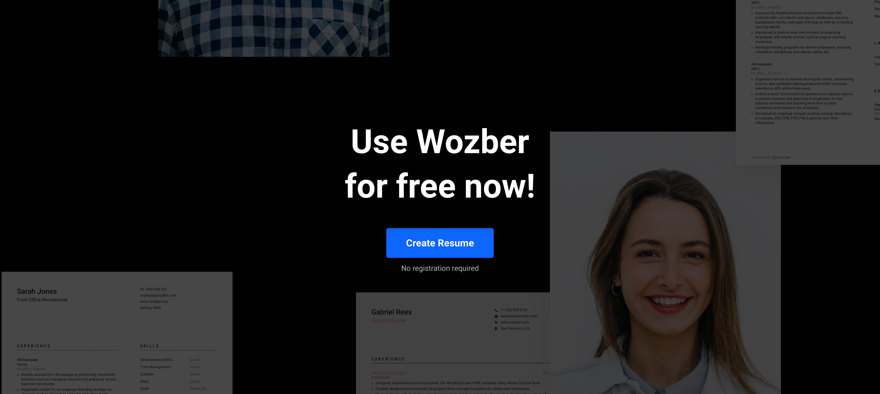 Wozber Call To Action component screenshot