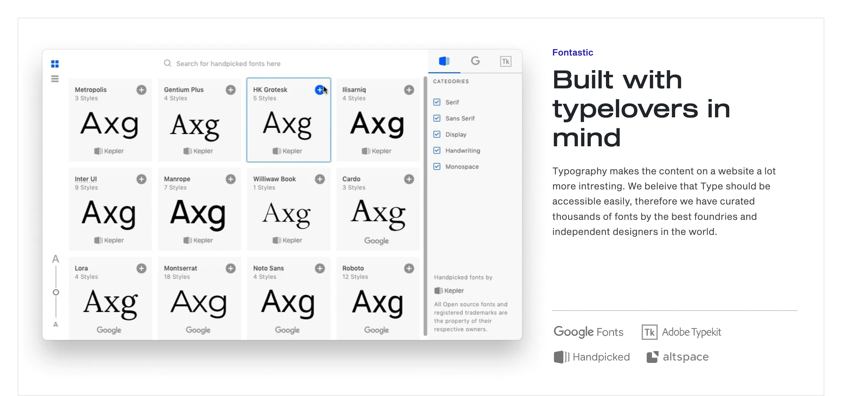 Kepler Feature component screenshot