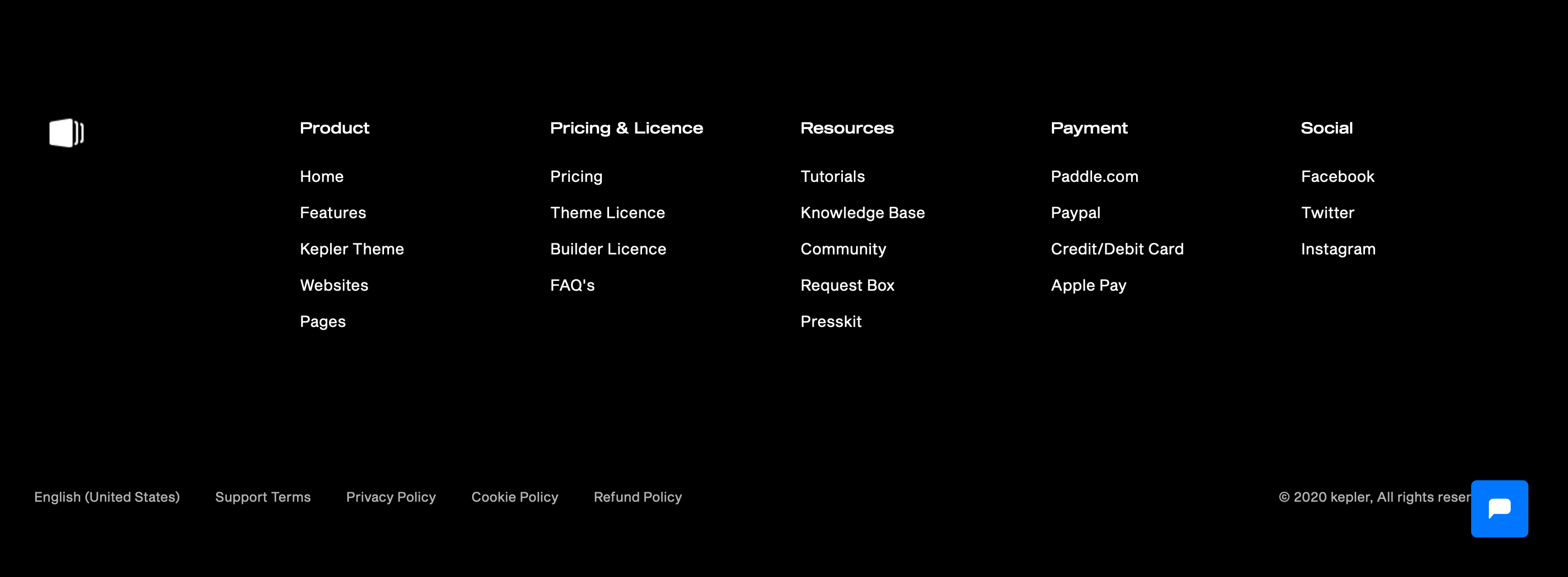 Kepler Footer component screenshot