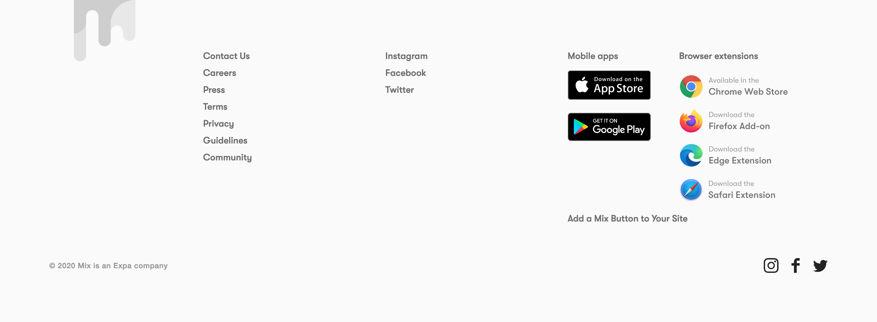 Mix Footer component screenshot