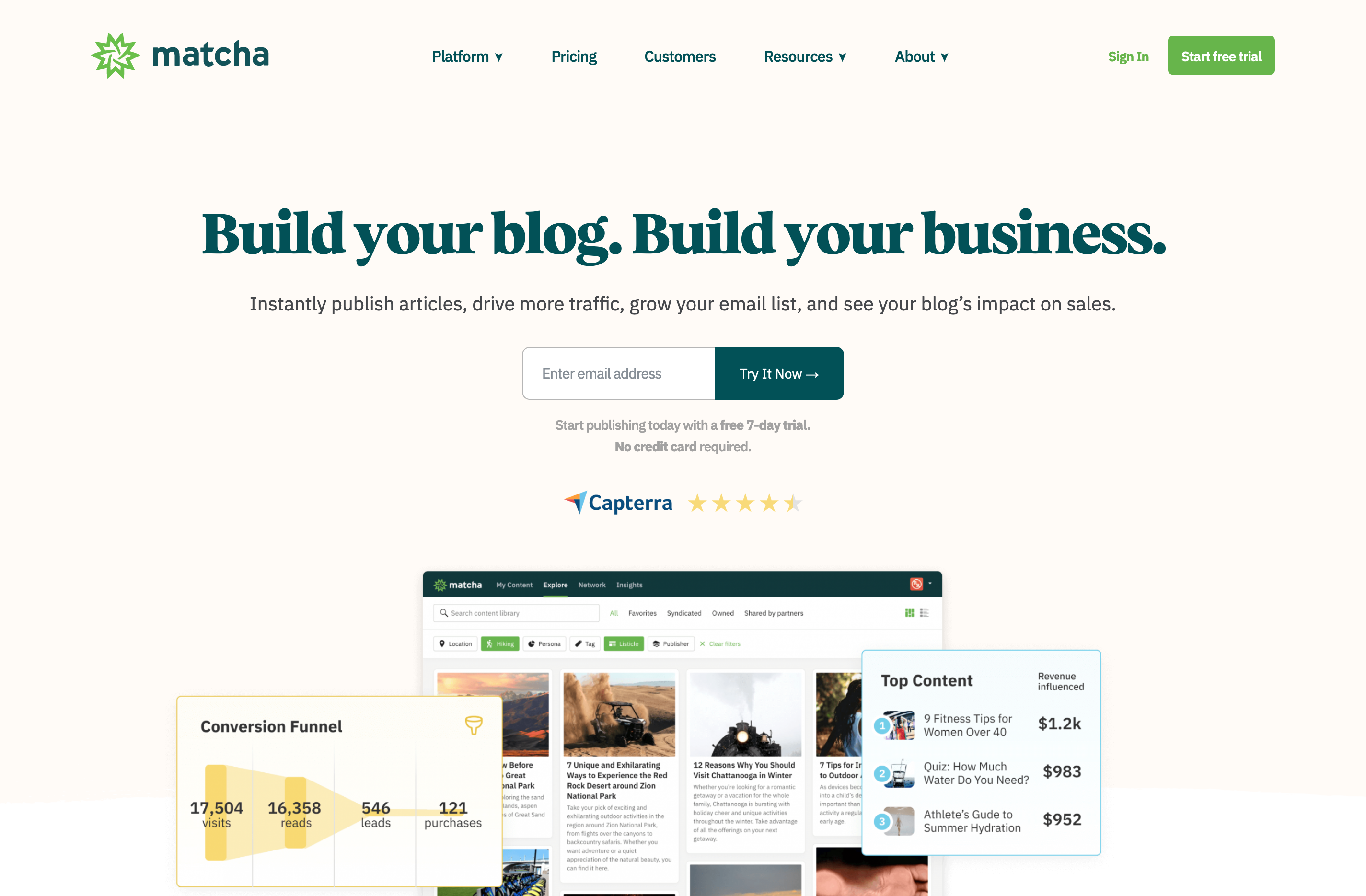 Matcha Hero component screenshot