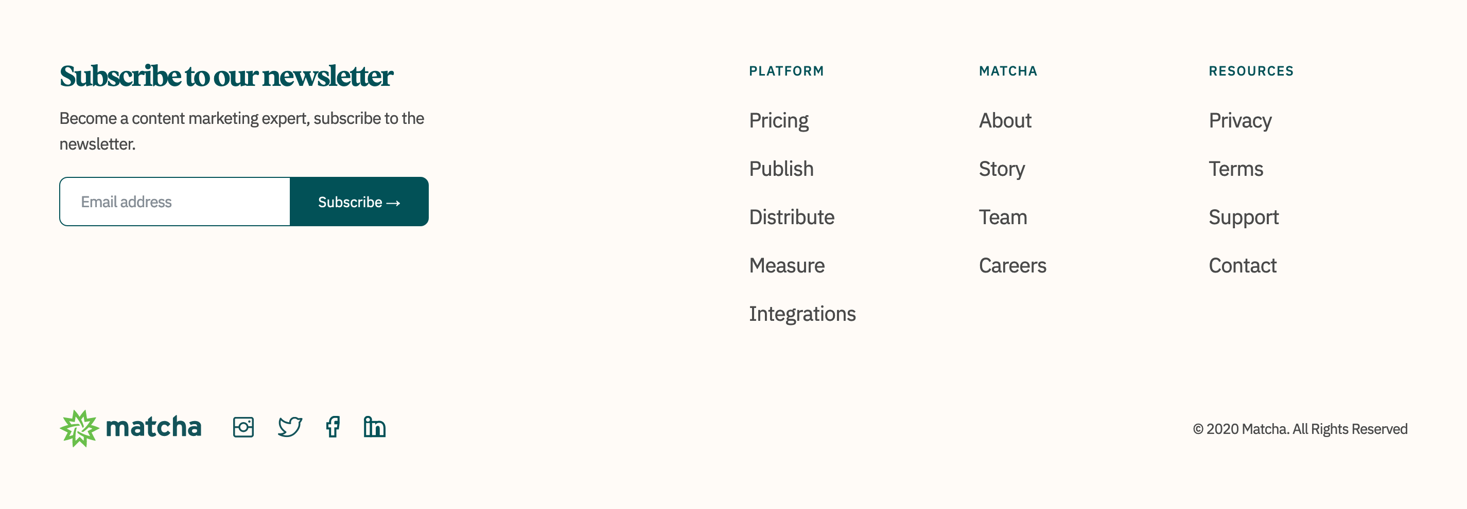 Matcha Footer component screenshot