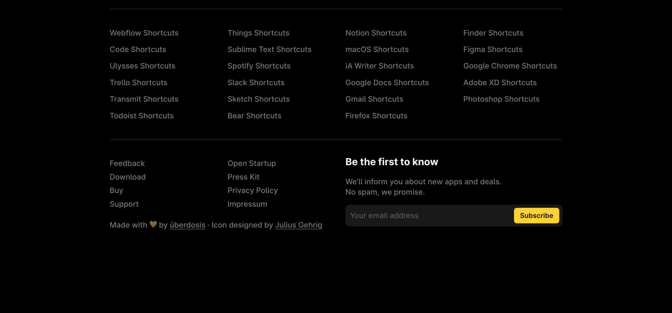Mouseless Footer component screenshot