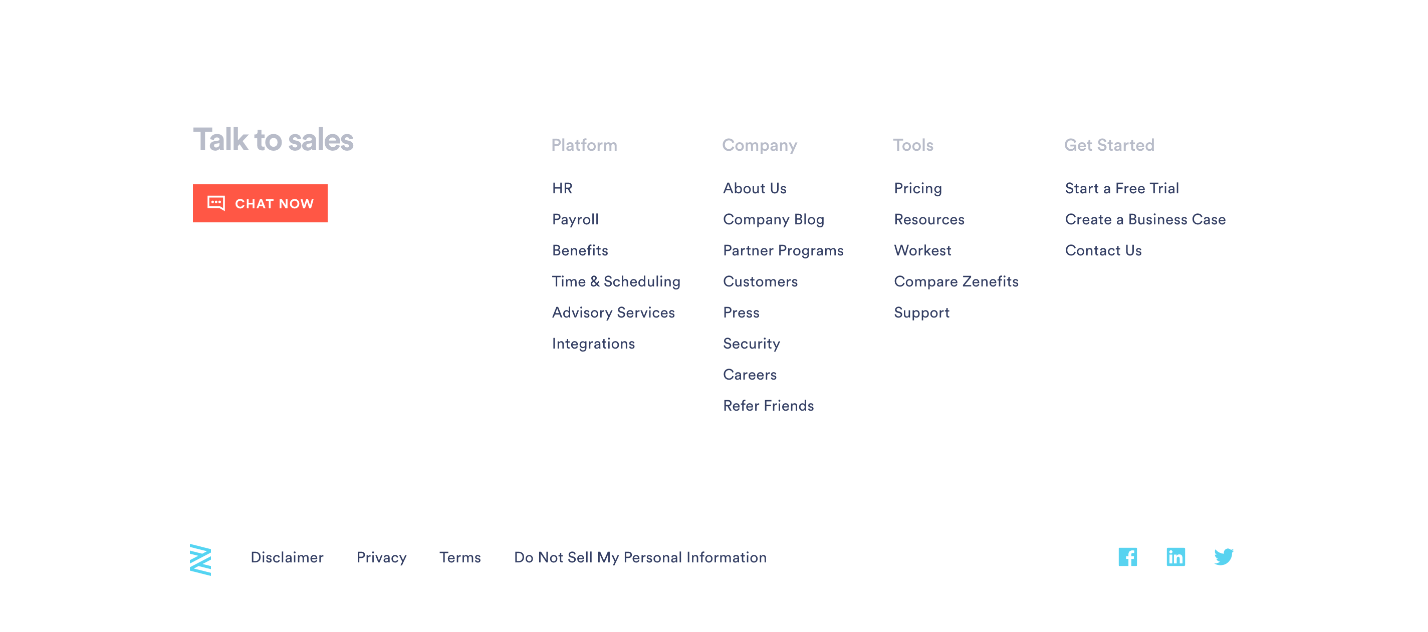 Zenefits Footer component screenshot