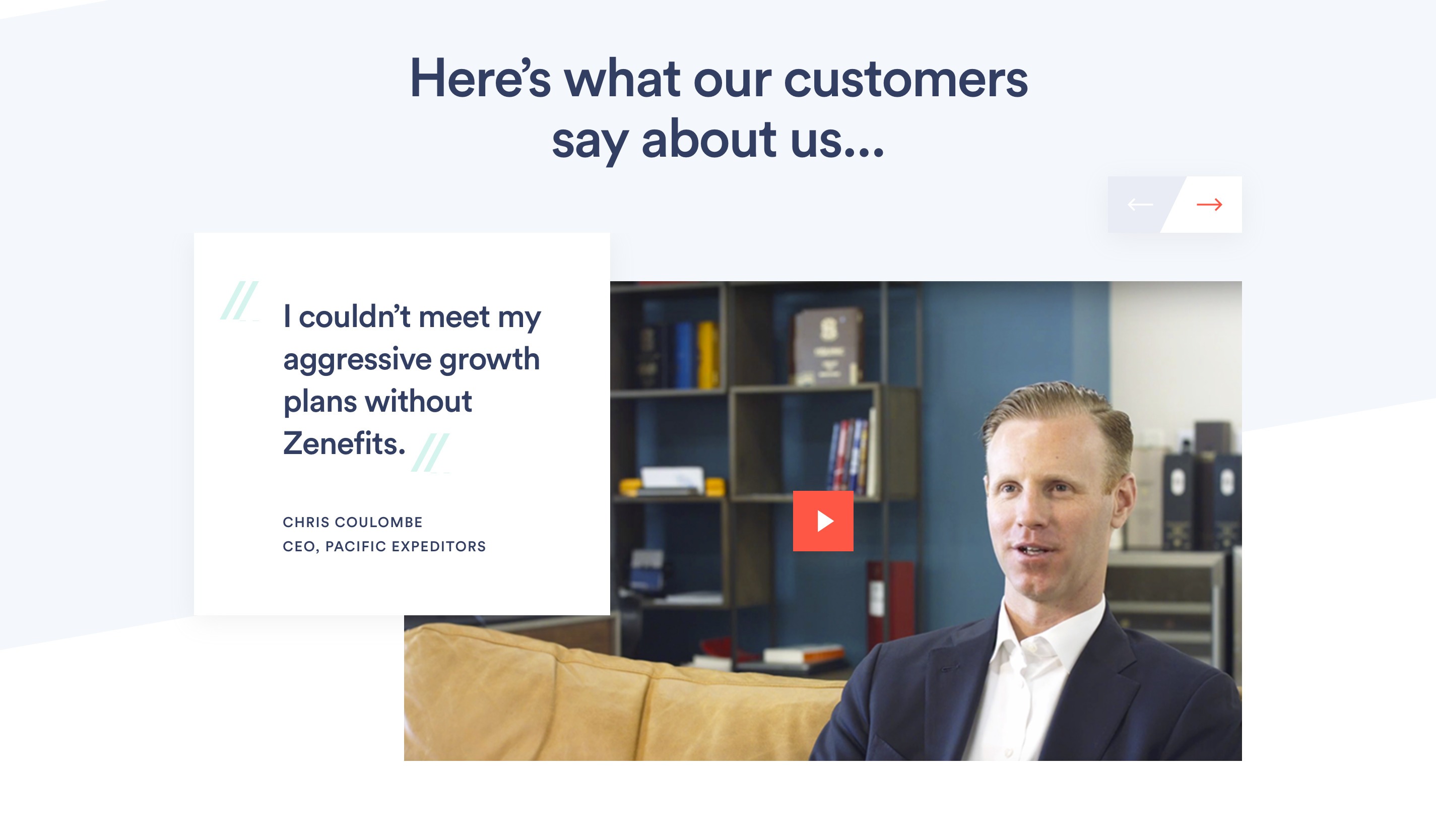 Zenefits Testimonial component screenshot