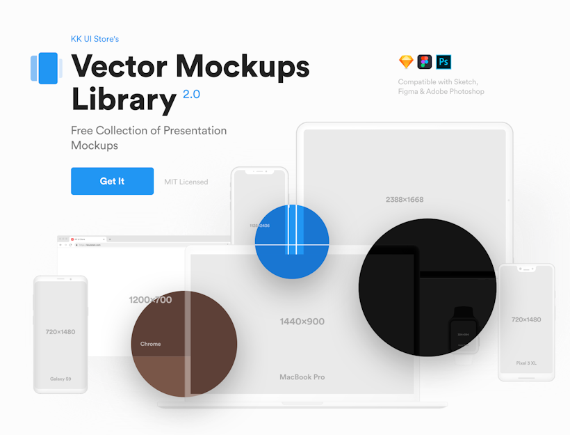 Download Vector Mockups Library For Sketch Made By Kk Ui Store Landingfolio