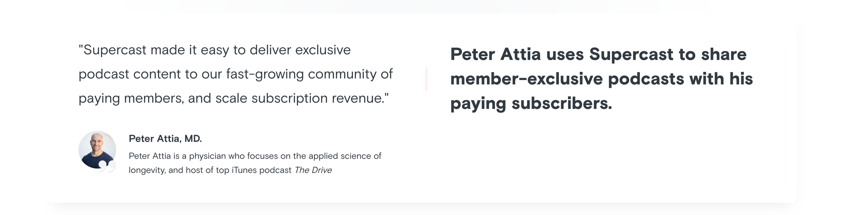 Supercast Testimonial component screenshot