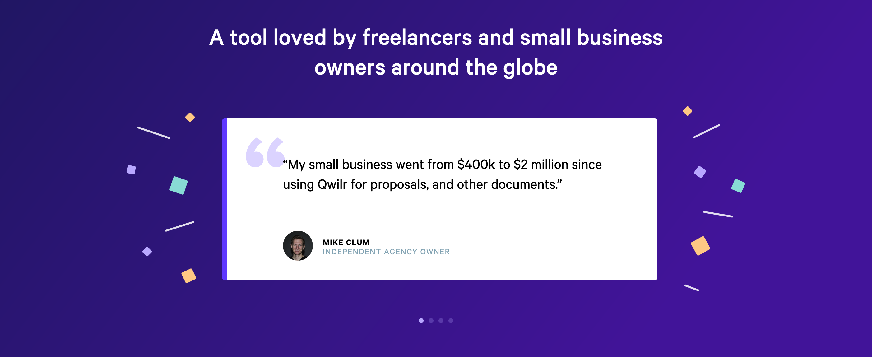 Qwilr Testimonial component screenshot