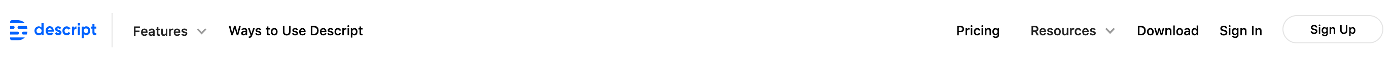 Descript Header component screenshot