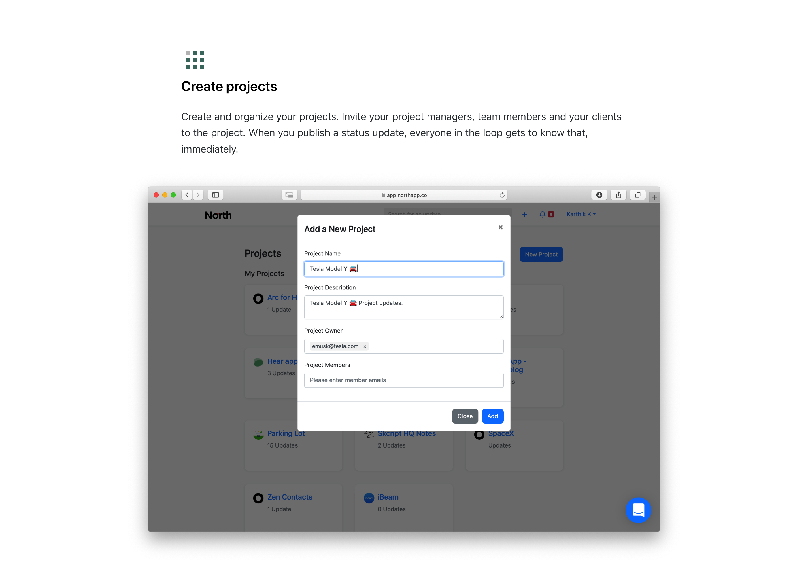 Northapp Feature component screenshot