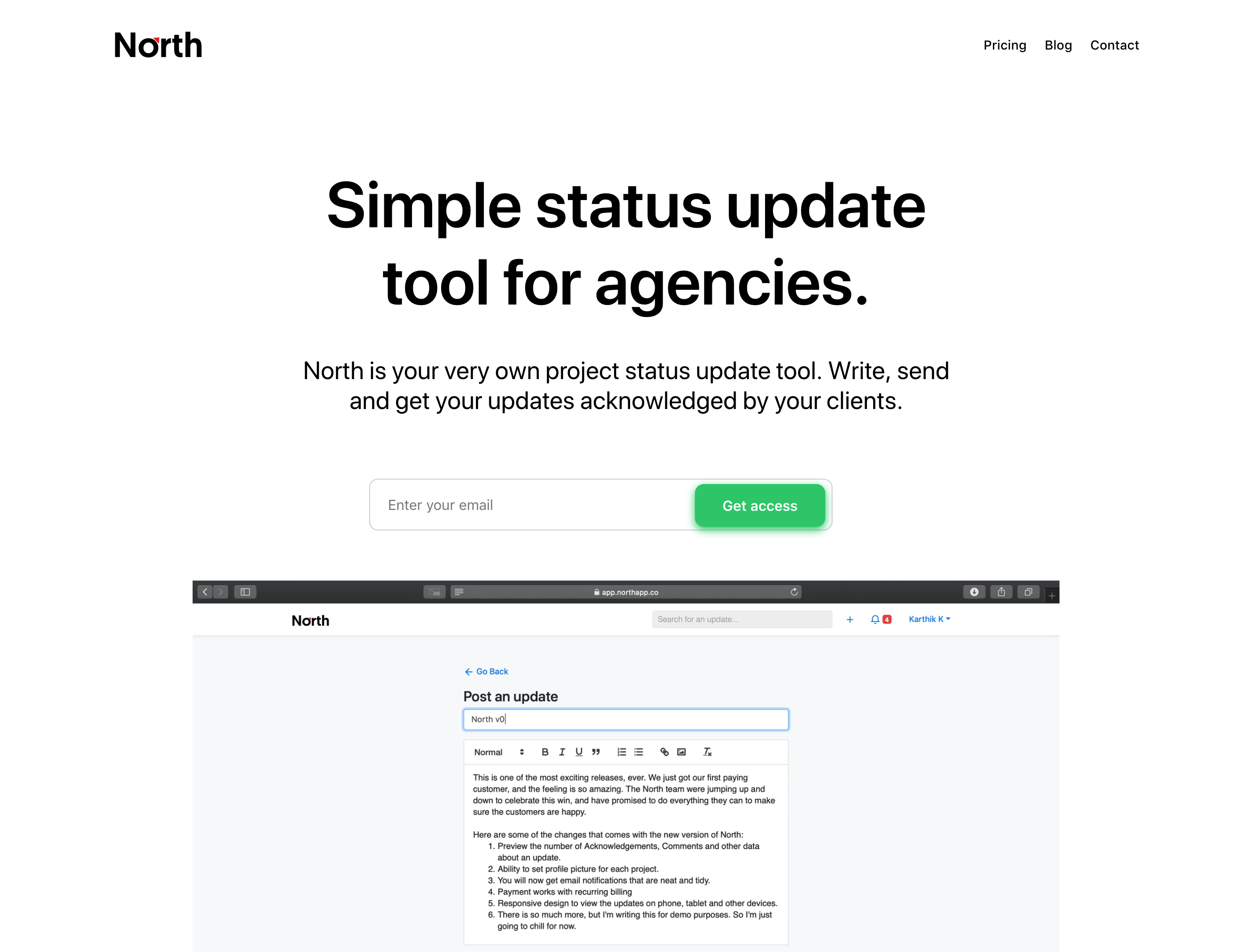 Northapp Hero component screenshot
