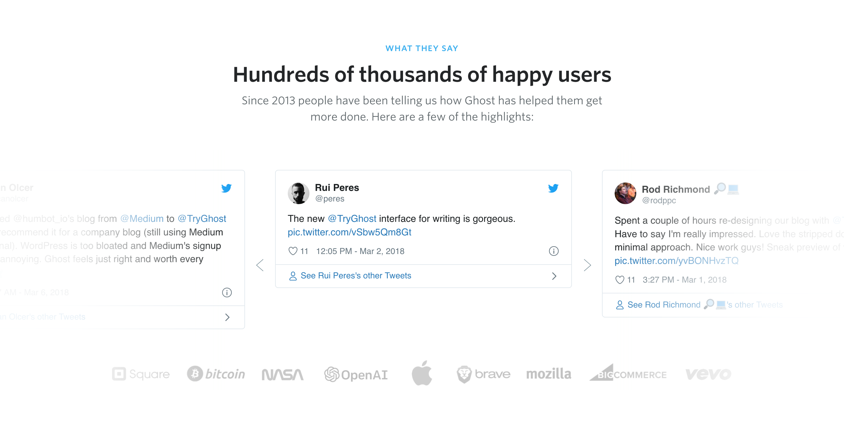Ghost Testimonial component screenshot
