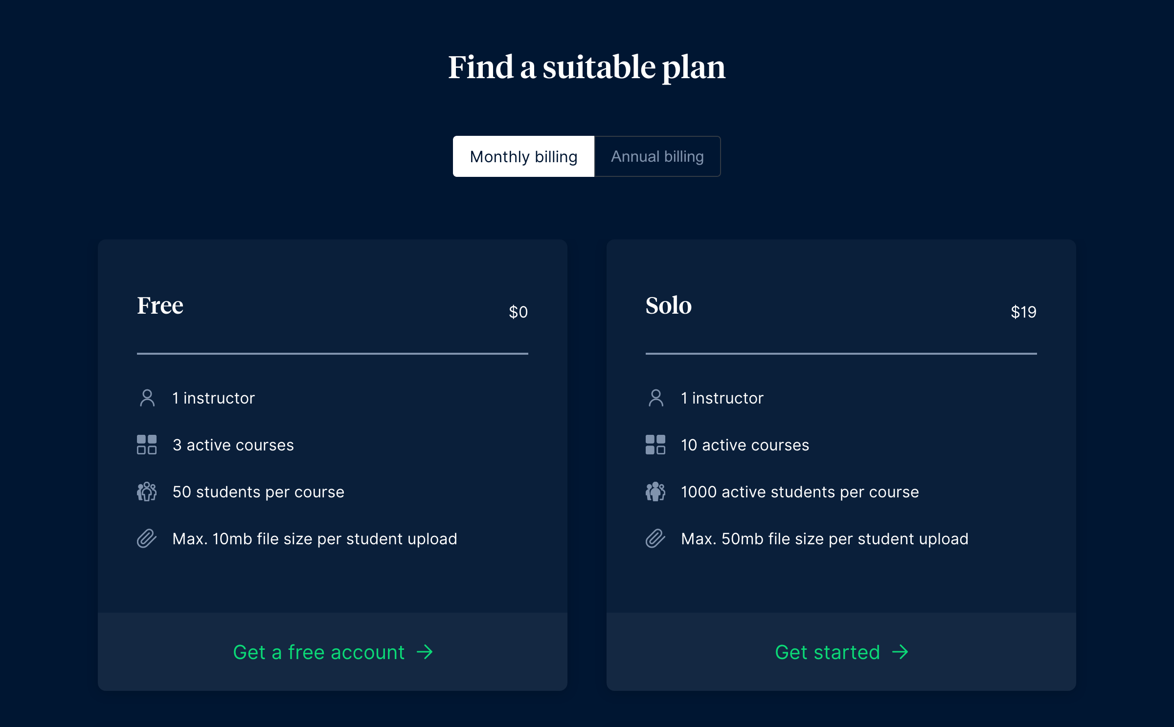Eduflow Pricing component screenshot