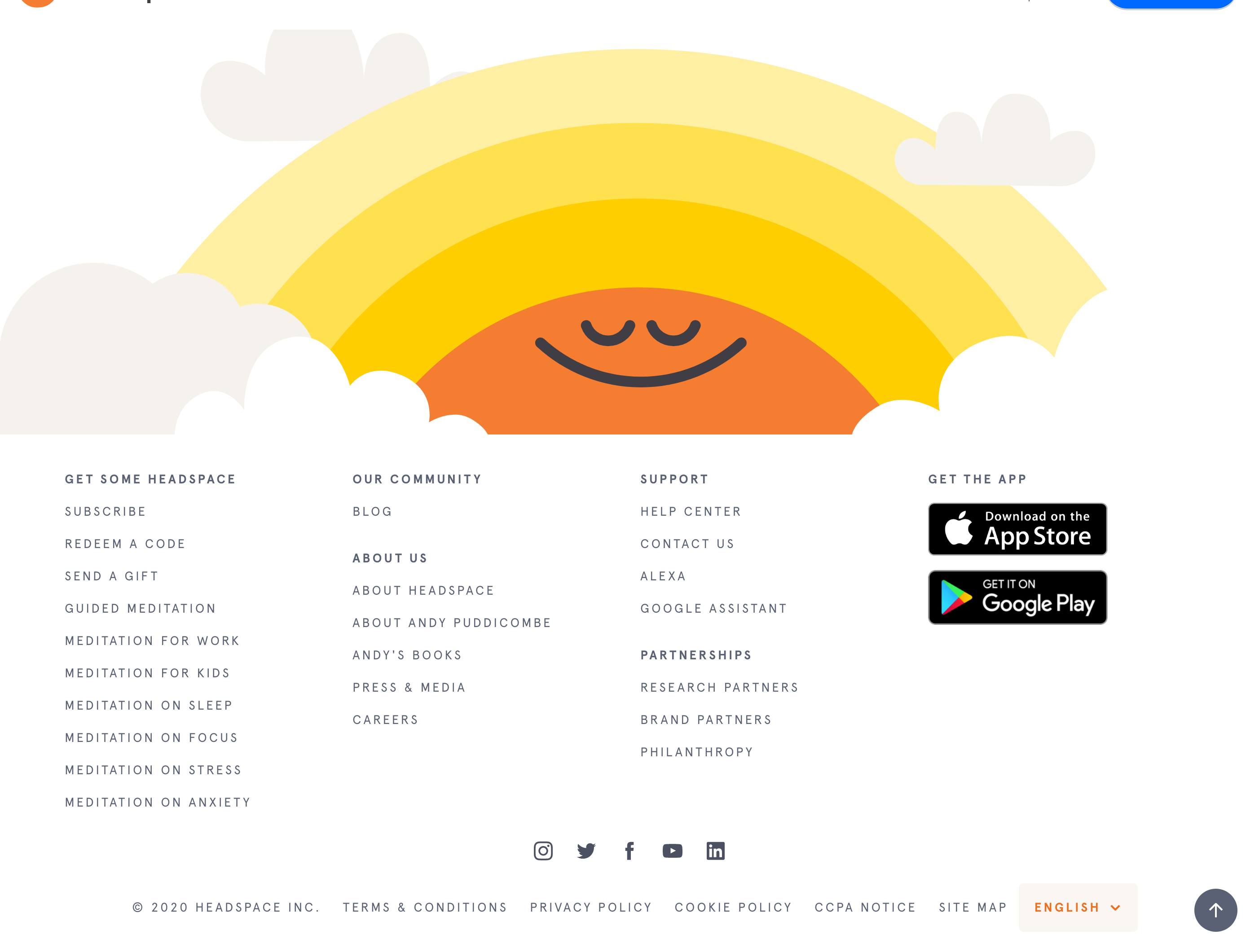 Headspace Footer component screenshot