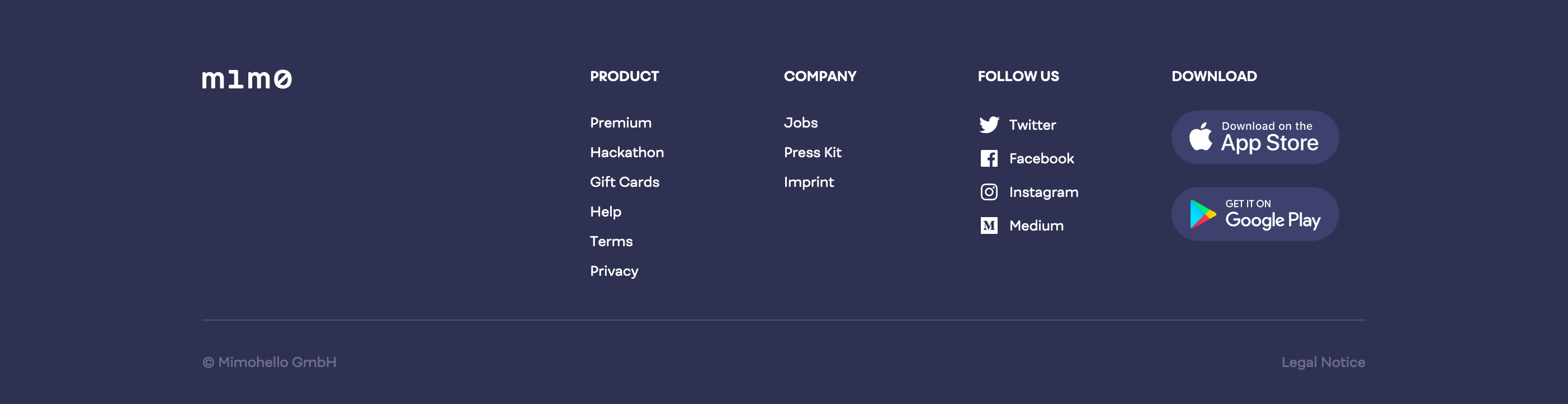 Mimo Footer component screenshot