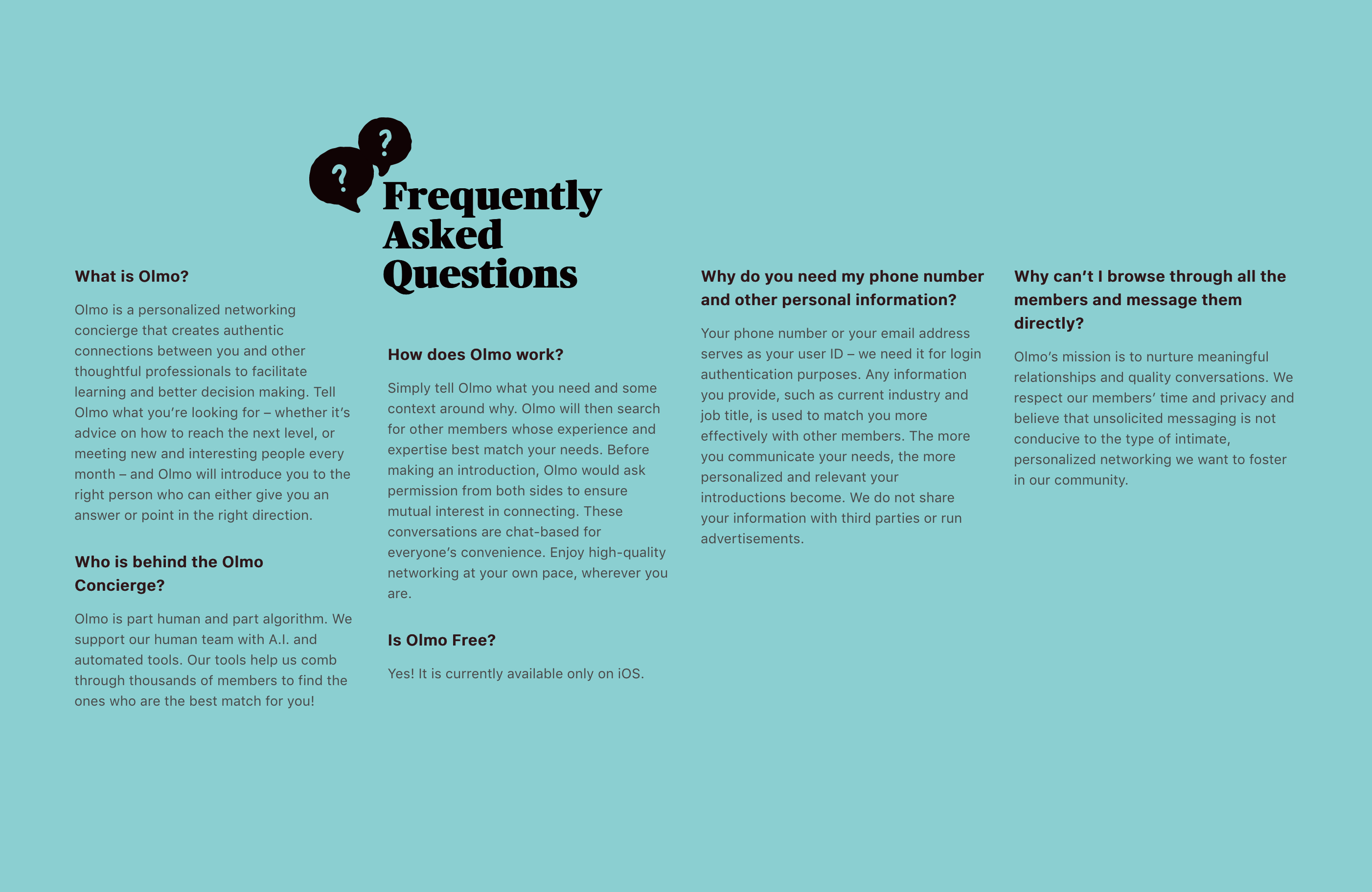 Olmo Faq component screenshot