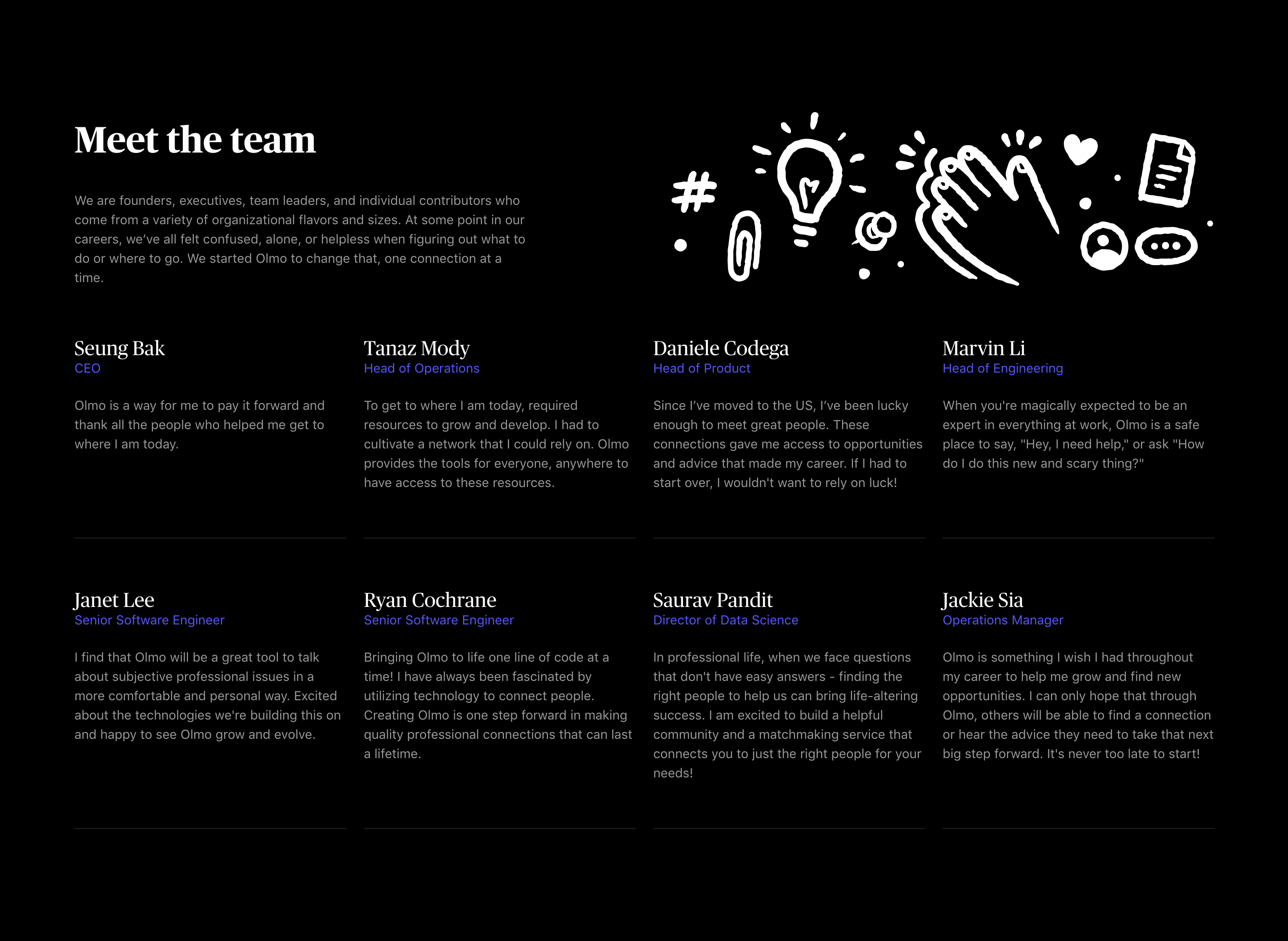 Olmo Team component screenshot