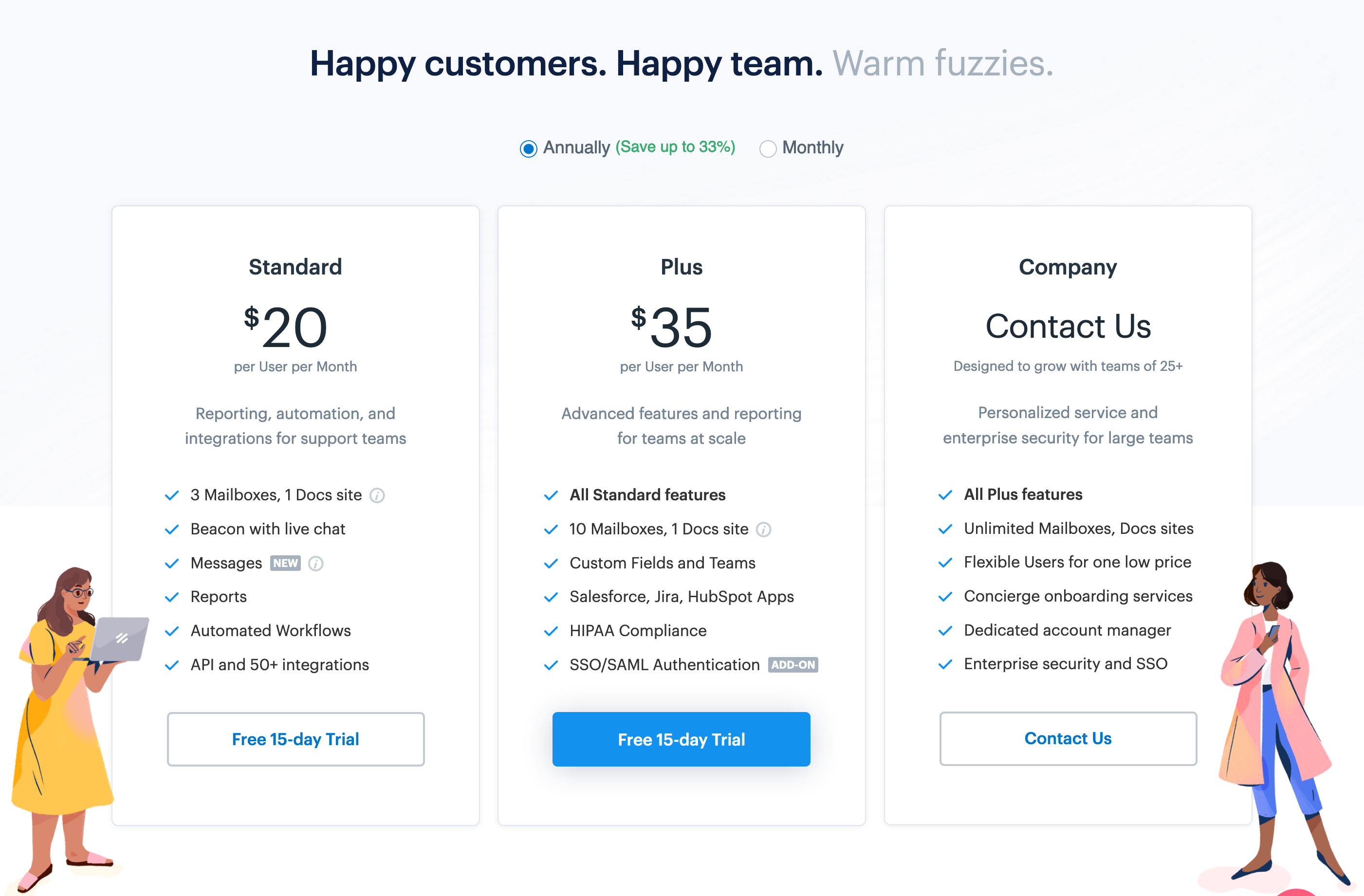 Helpscout Pricing component screenshot