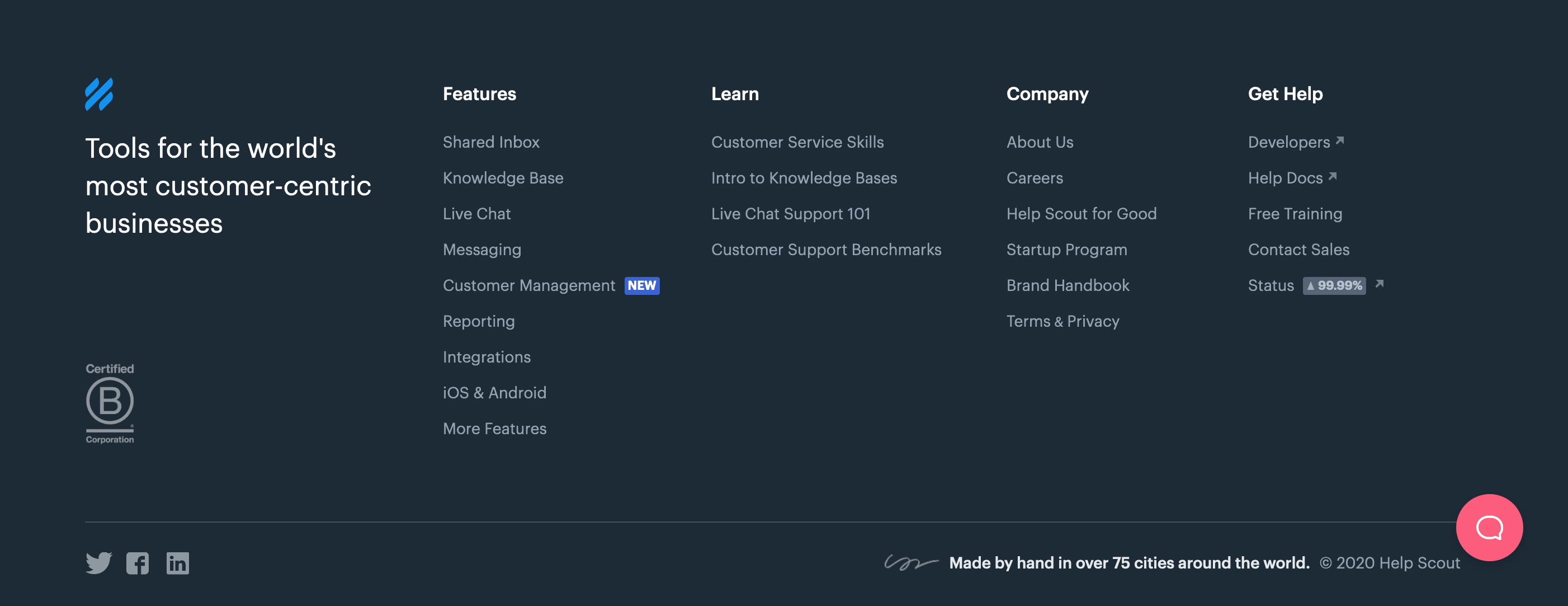 Helpscout Footer component screenshot