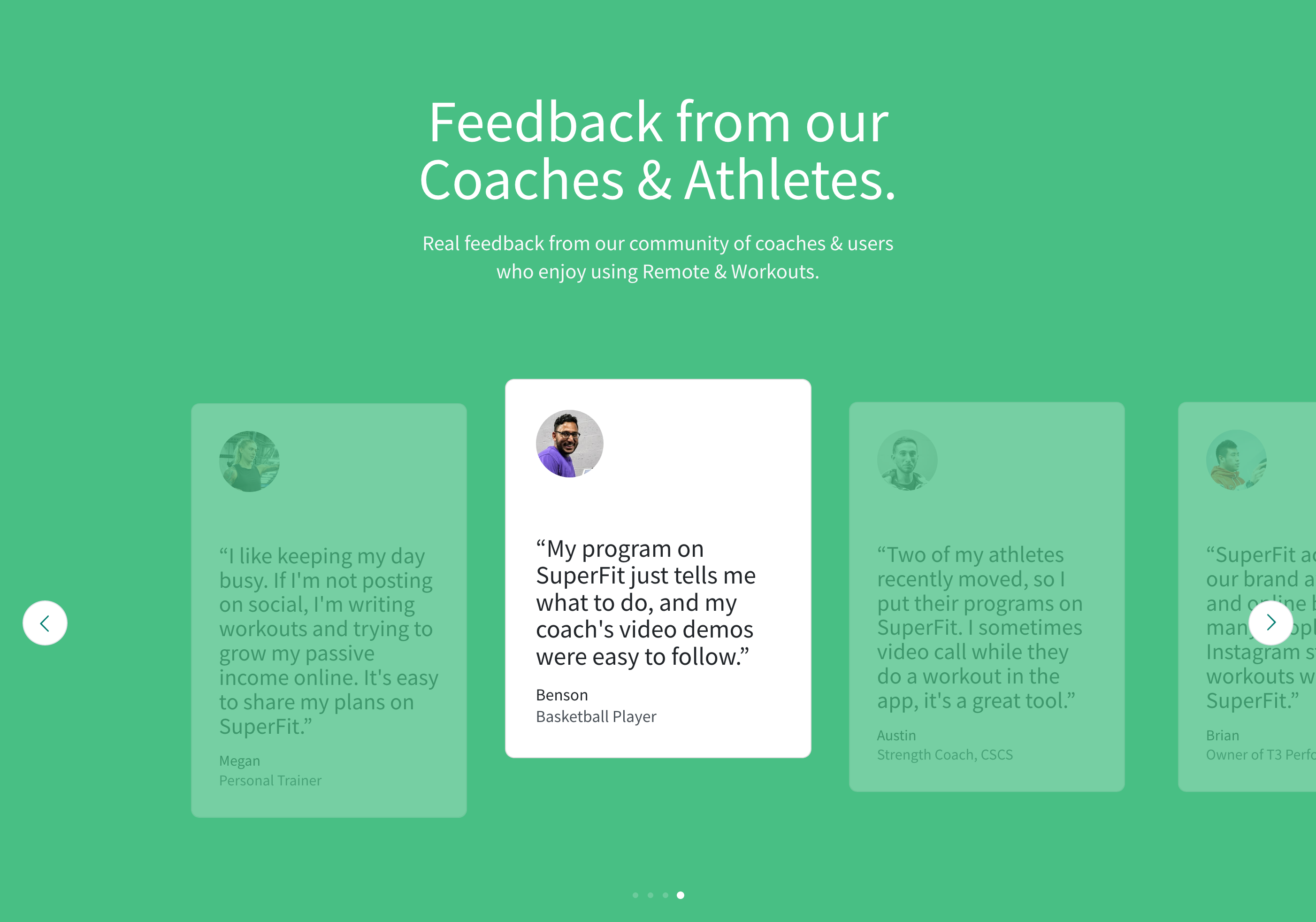 SuperFit Testimonial component screenshot