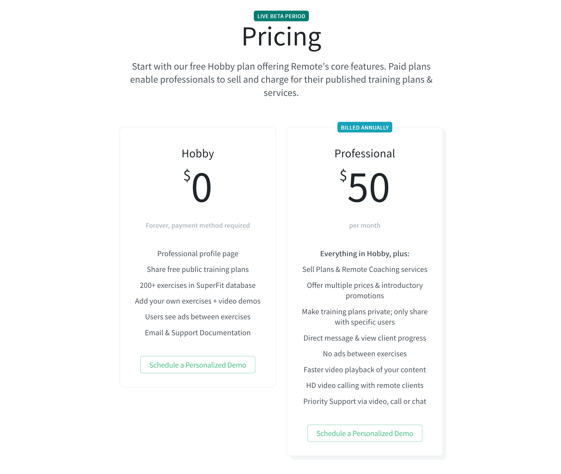 SuperFit Pricing component screenshot
