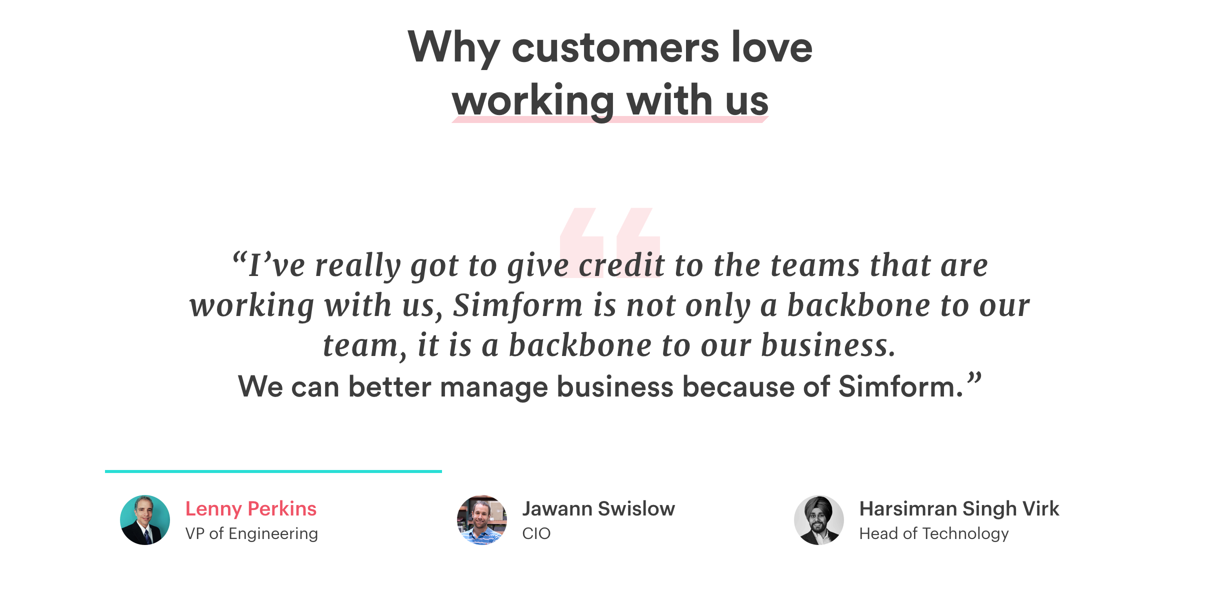 Simform Testimonial component screenshot