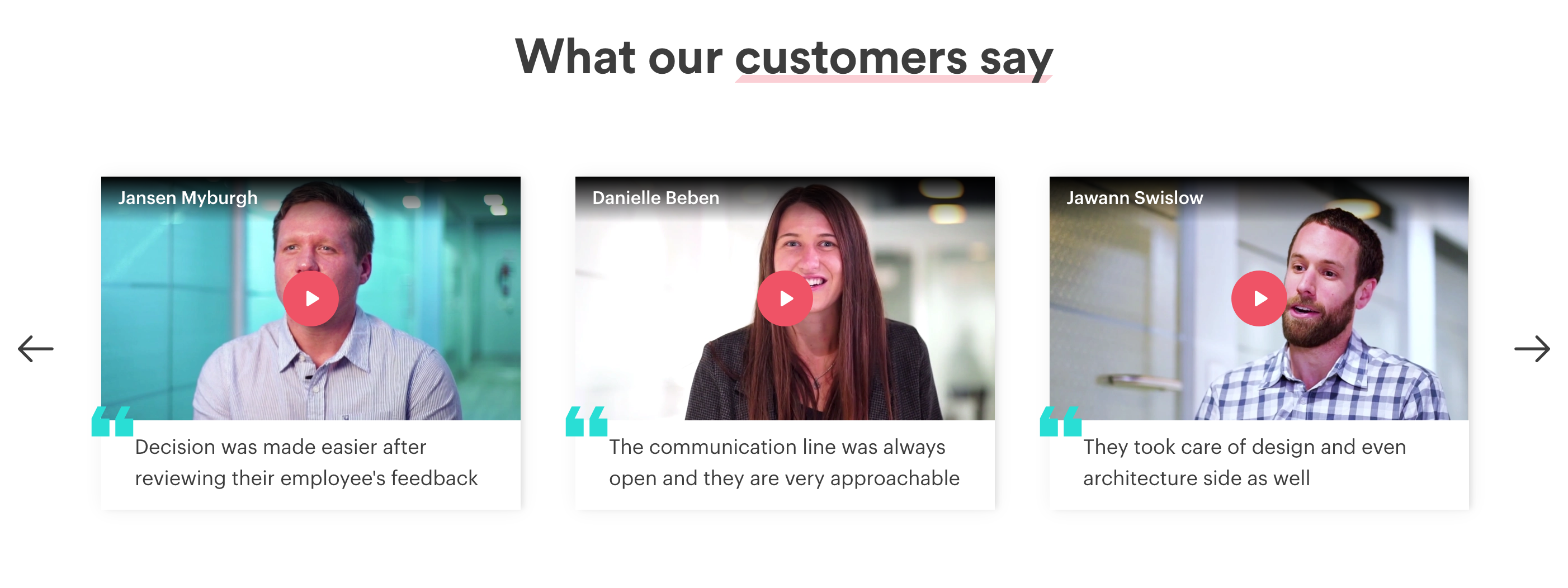 Simform Testimonial component screenshot