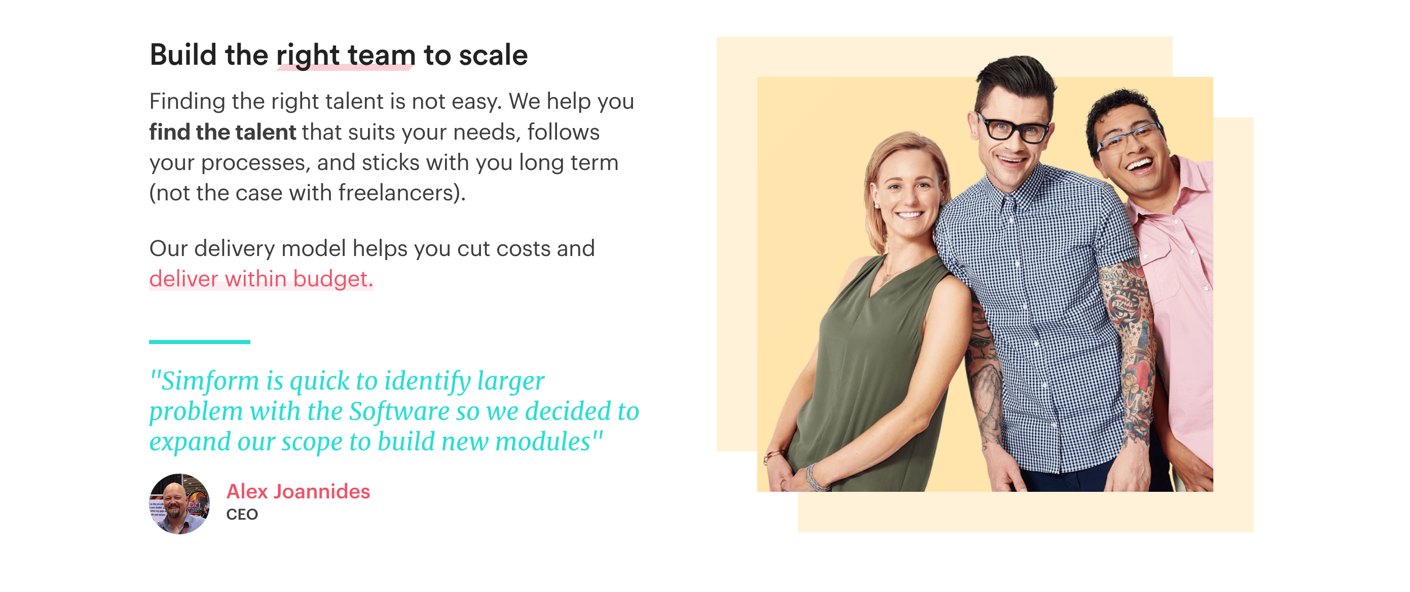 Simform Testimonial component screenshot