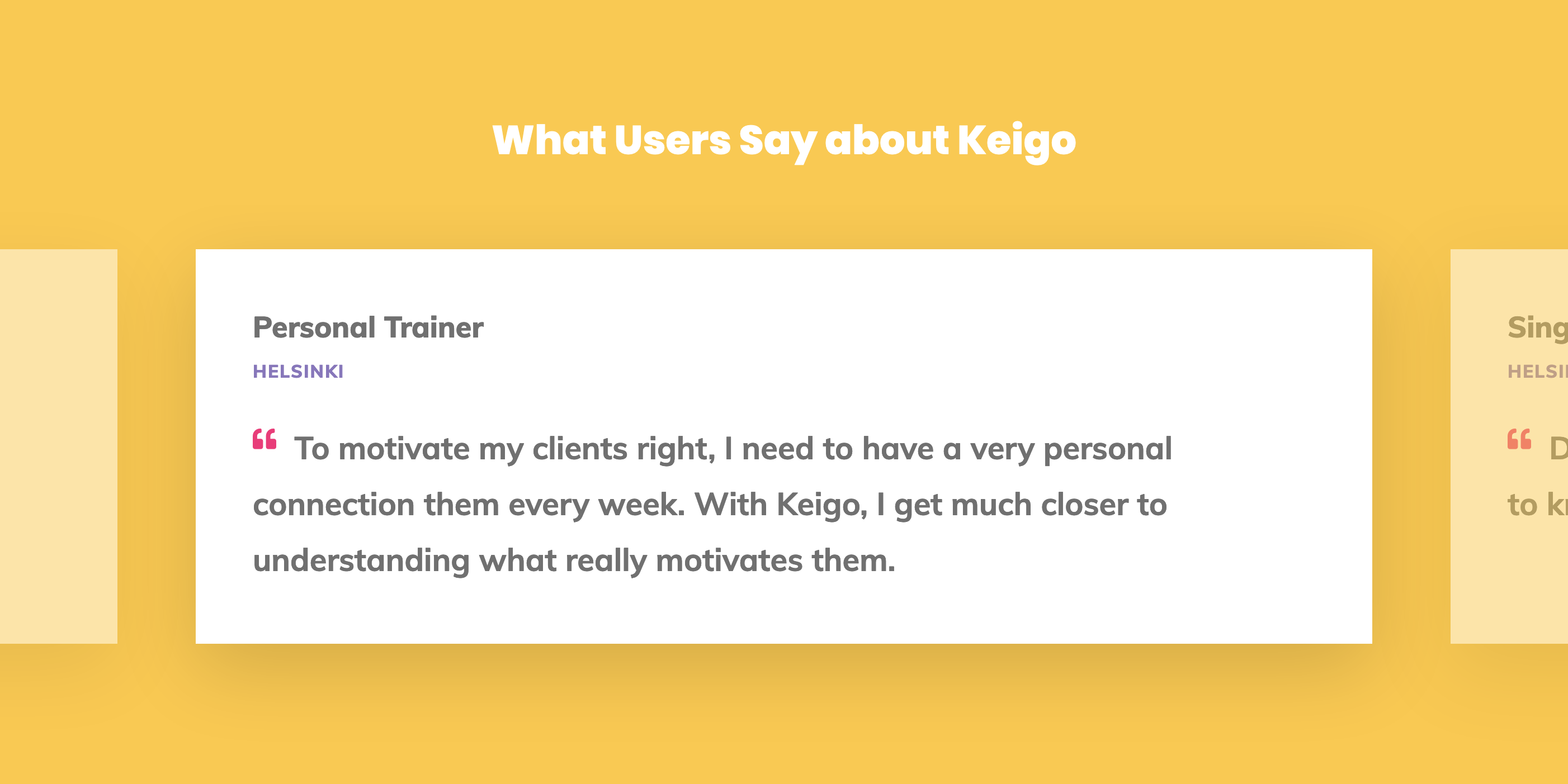 Keigo Testimonial component screenshot