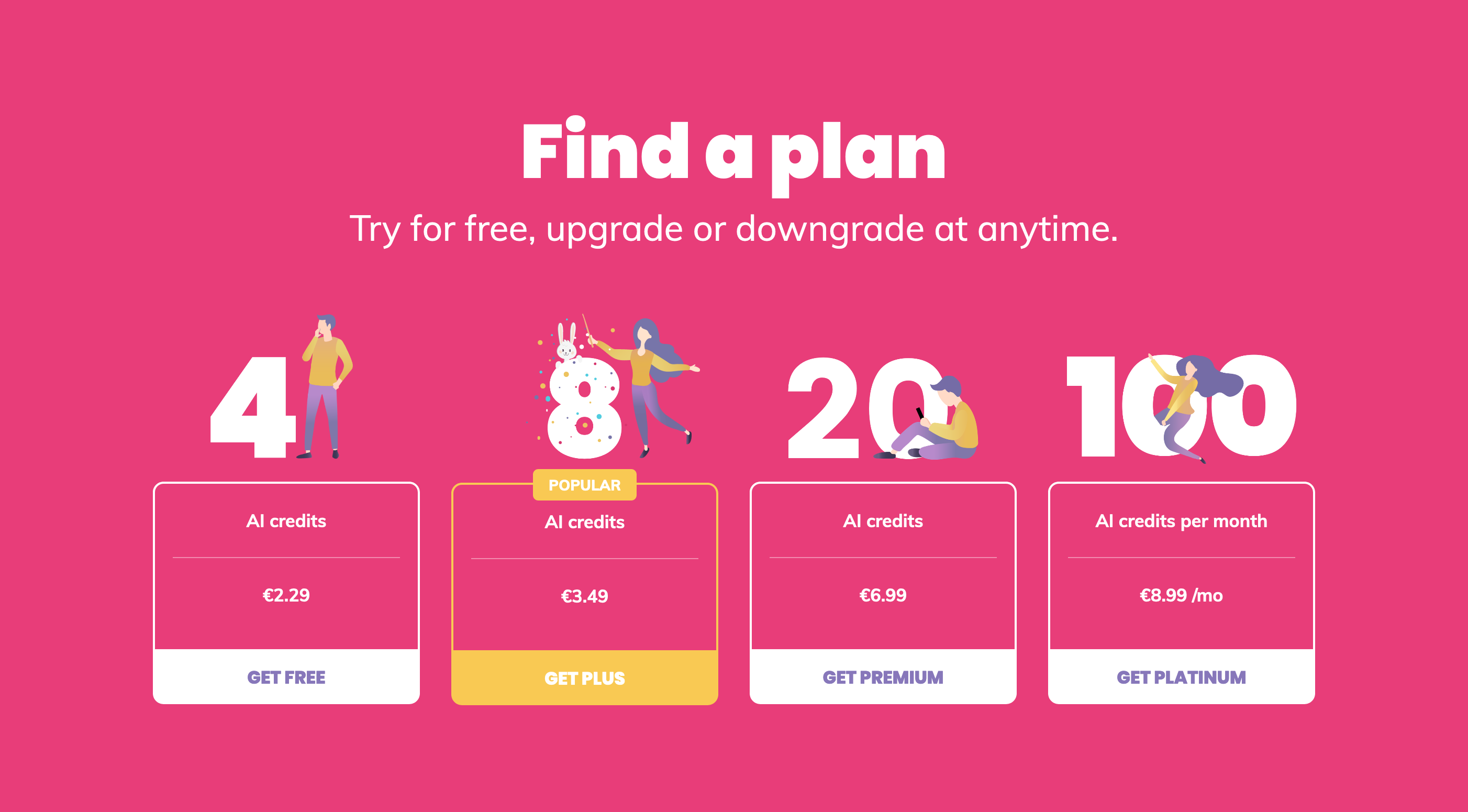 Keigo Pricing component screenshot