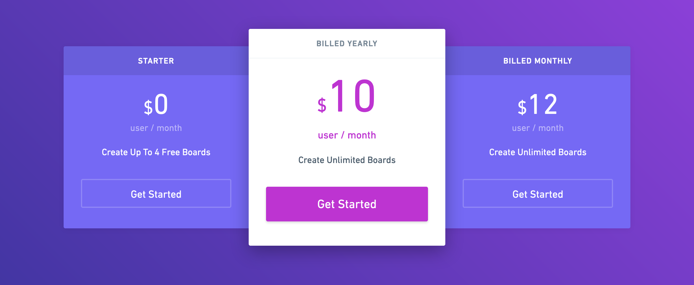 Whimsical Pricing component screenshot