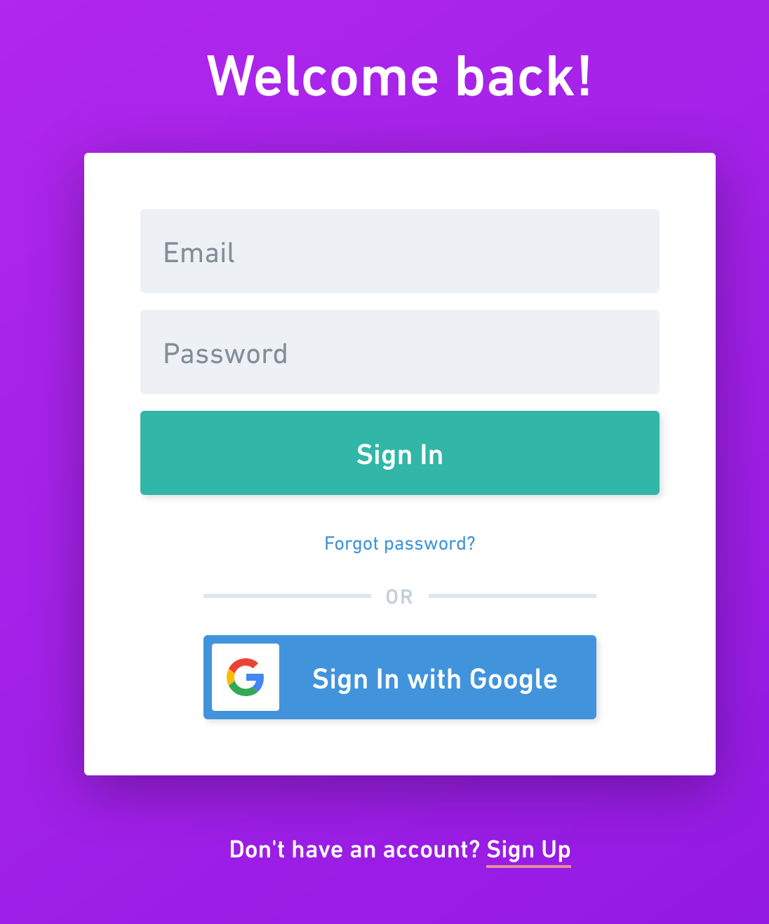 Whimsical Login component screenshot